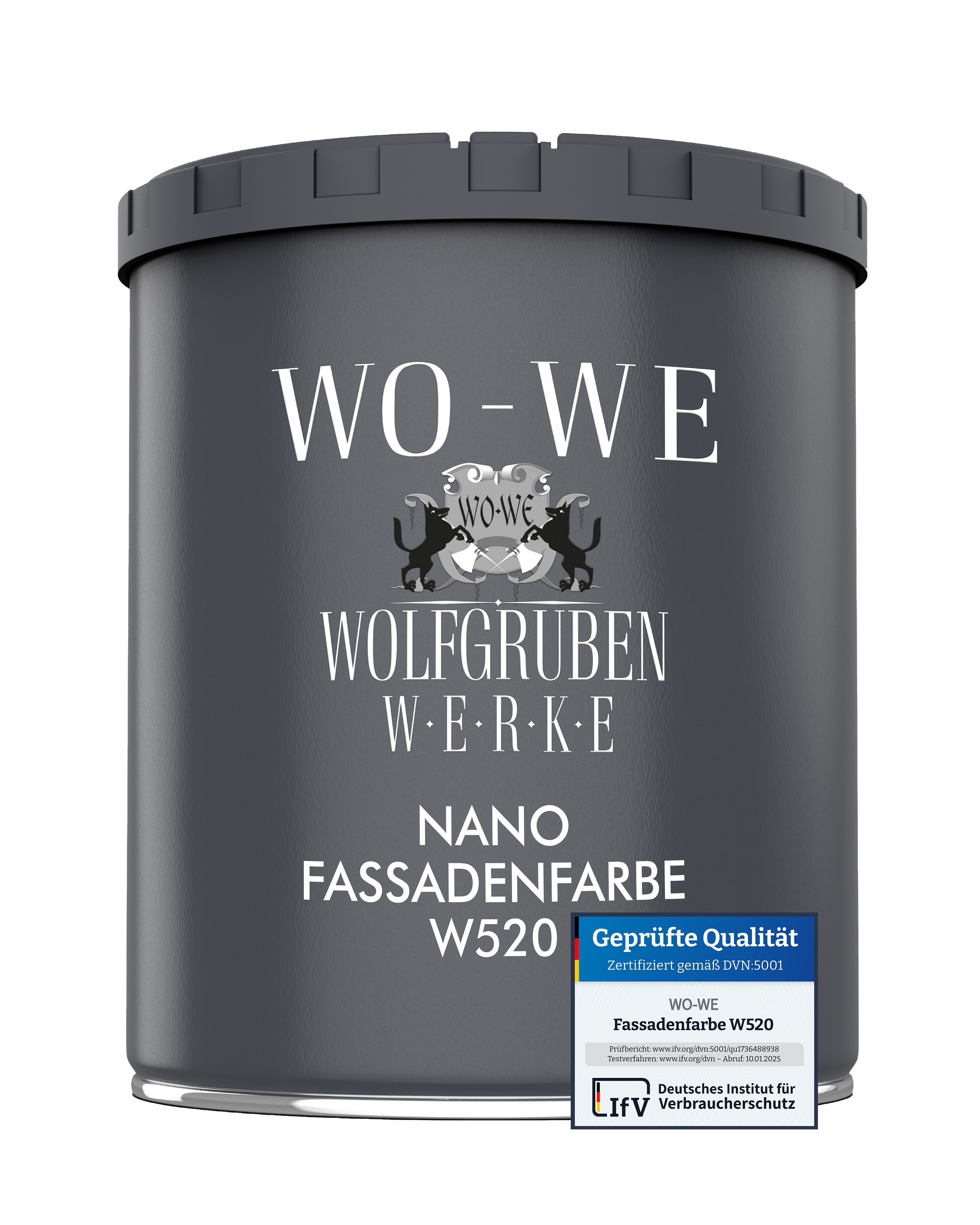 WO-WE Fassadenfarbe Nano Fassadenfarbe Außen Mauerfarbe Aussenfarbe W520, 0,75-20L, Hausfassaden