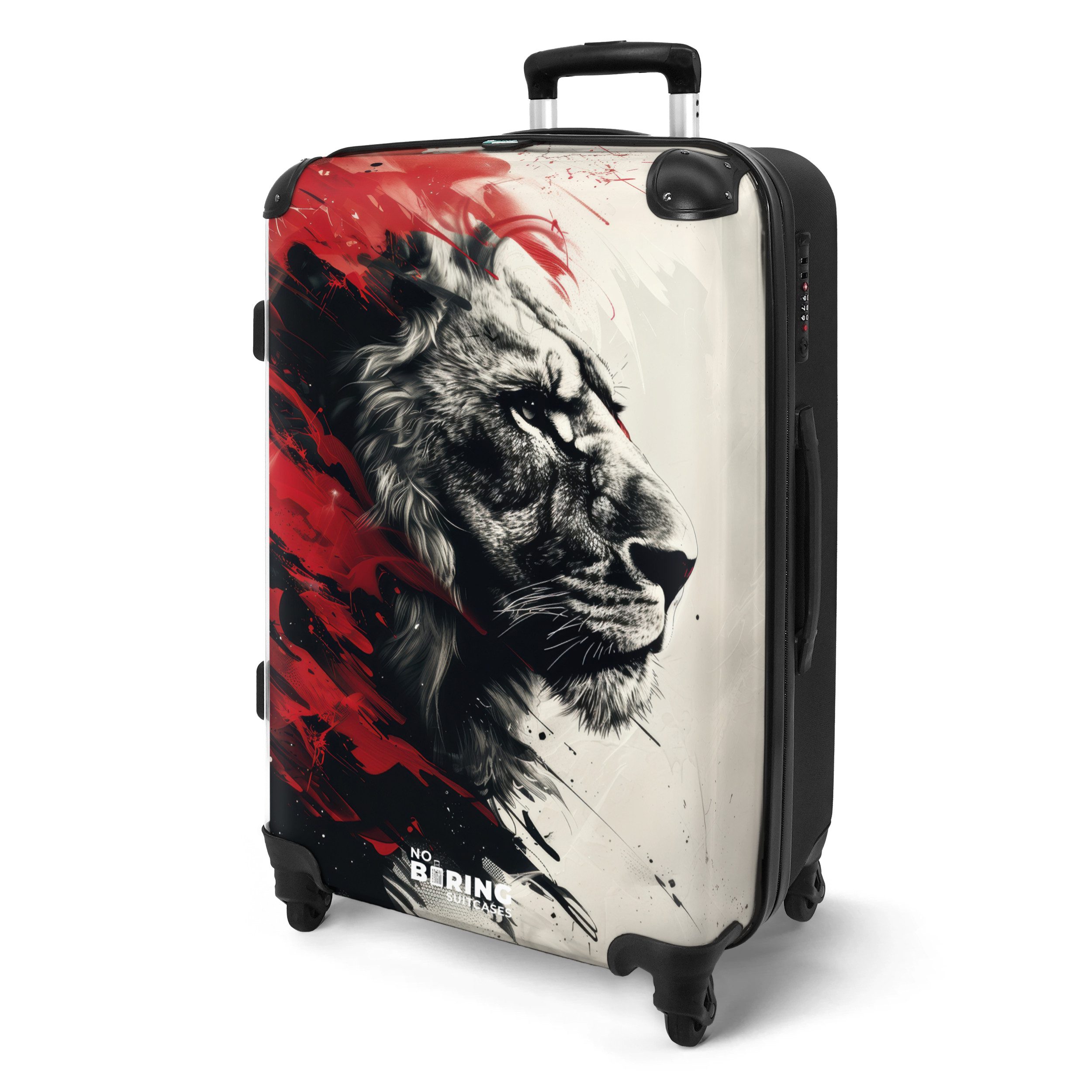 NoBoringSuitcases.com© Hartschalen-Trolley Schwarzer und weißer Löwe günstig online kaufen