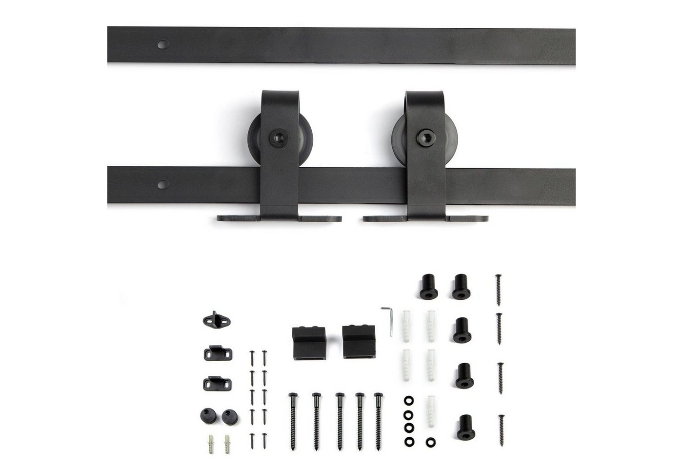 Thumbnail - SO-TECH® Schiebetür Schiebetürbeschlag LOUNGE mit Soft-Close schwarz aus Stahl, belastbar bis 100 kg, Komplettset