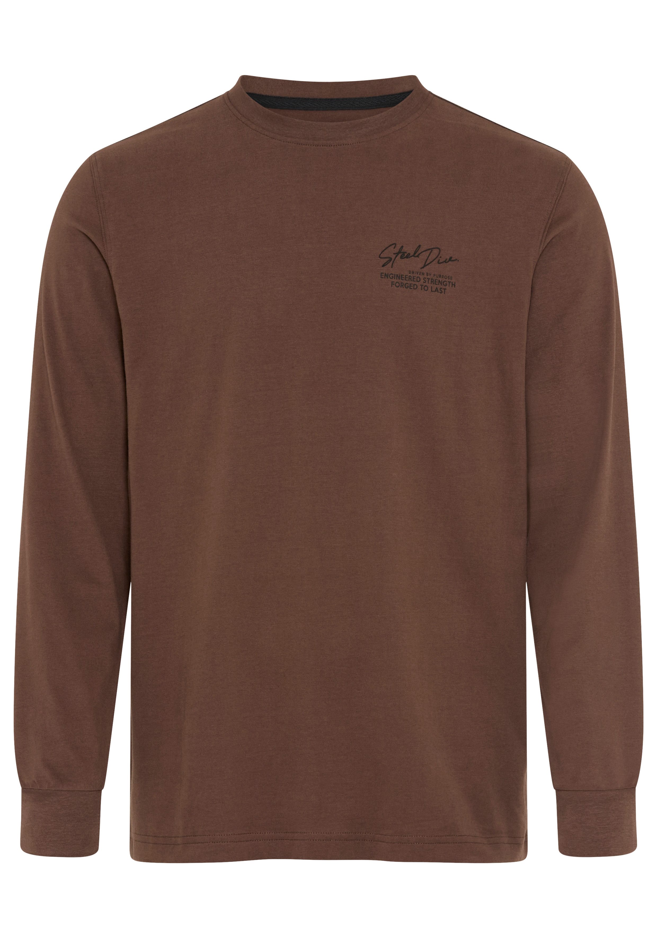 Man's World Rundhalsshirt schmale Passform, mit Langarm, unifarben, mit Print und Stickerei – Bild 5 von 5