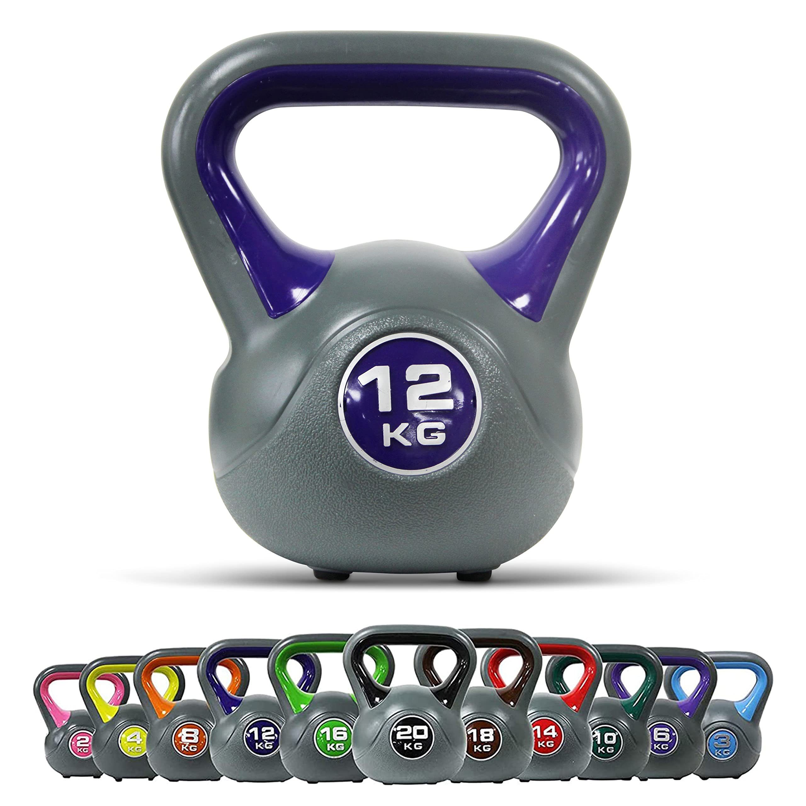 POWRX Kettlebell 2-20 kg Kugelhantel 14 Rot Farben/Gewichten, in - versch. Workout Kg inkl