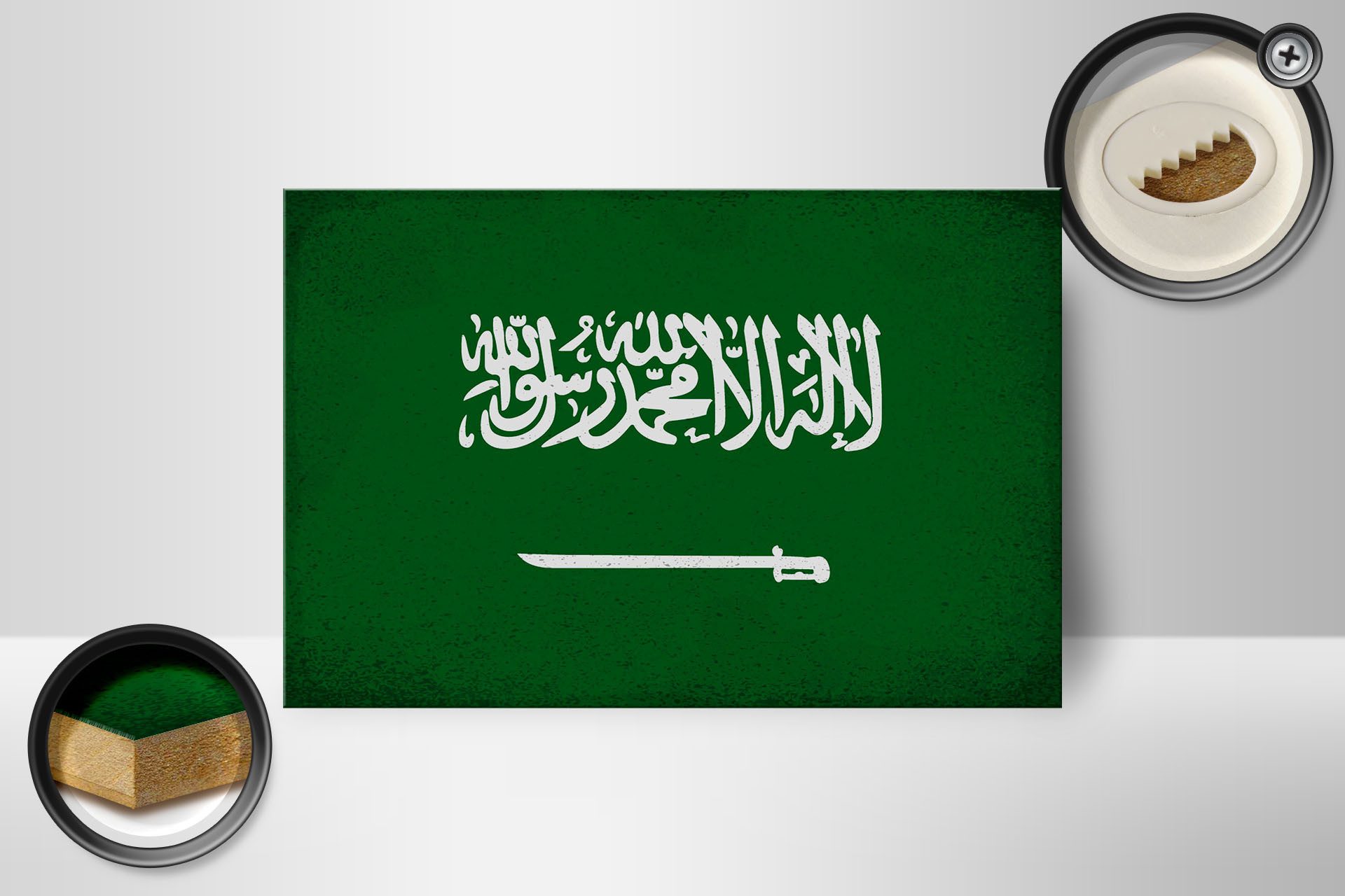 Femer GmbH Holzbild Flagge Saudi-Arabien 18x12 cm Arabia Vintage, Flaggen (1 St), Glatte Holzfaserplatte (MDF), vorn beschichtet