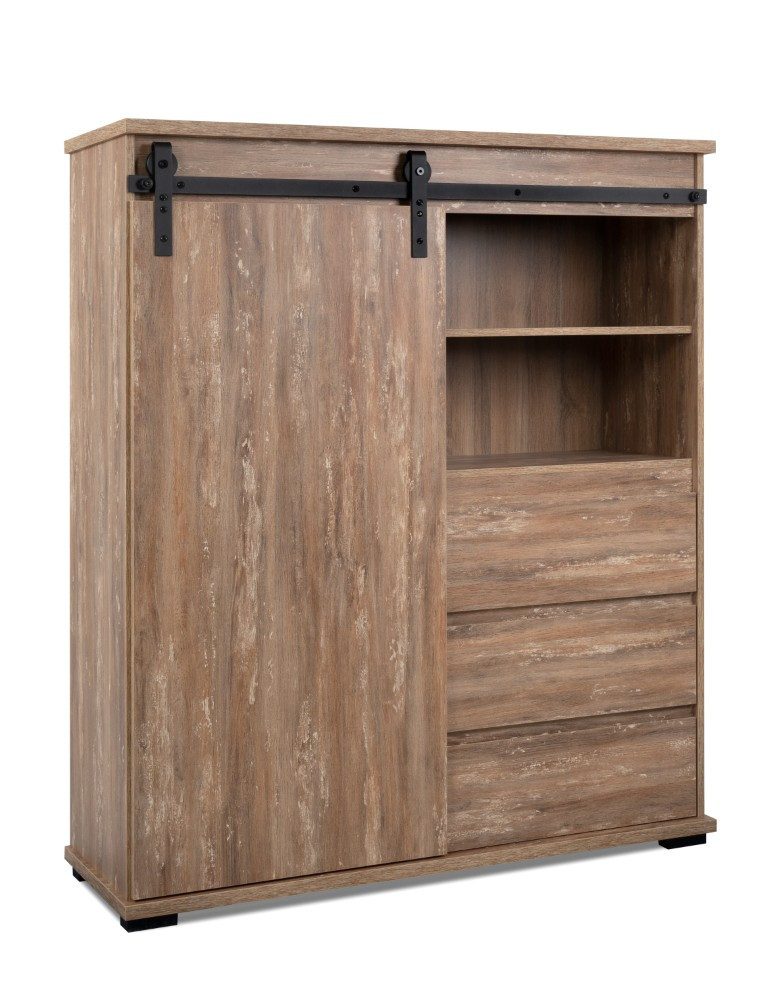 Finori Vitrine Highboard Kommode Marrakesch, Valhalla Eiche / Milford Kiefer