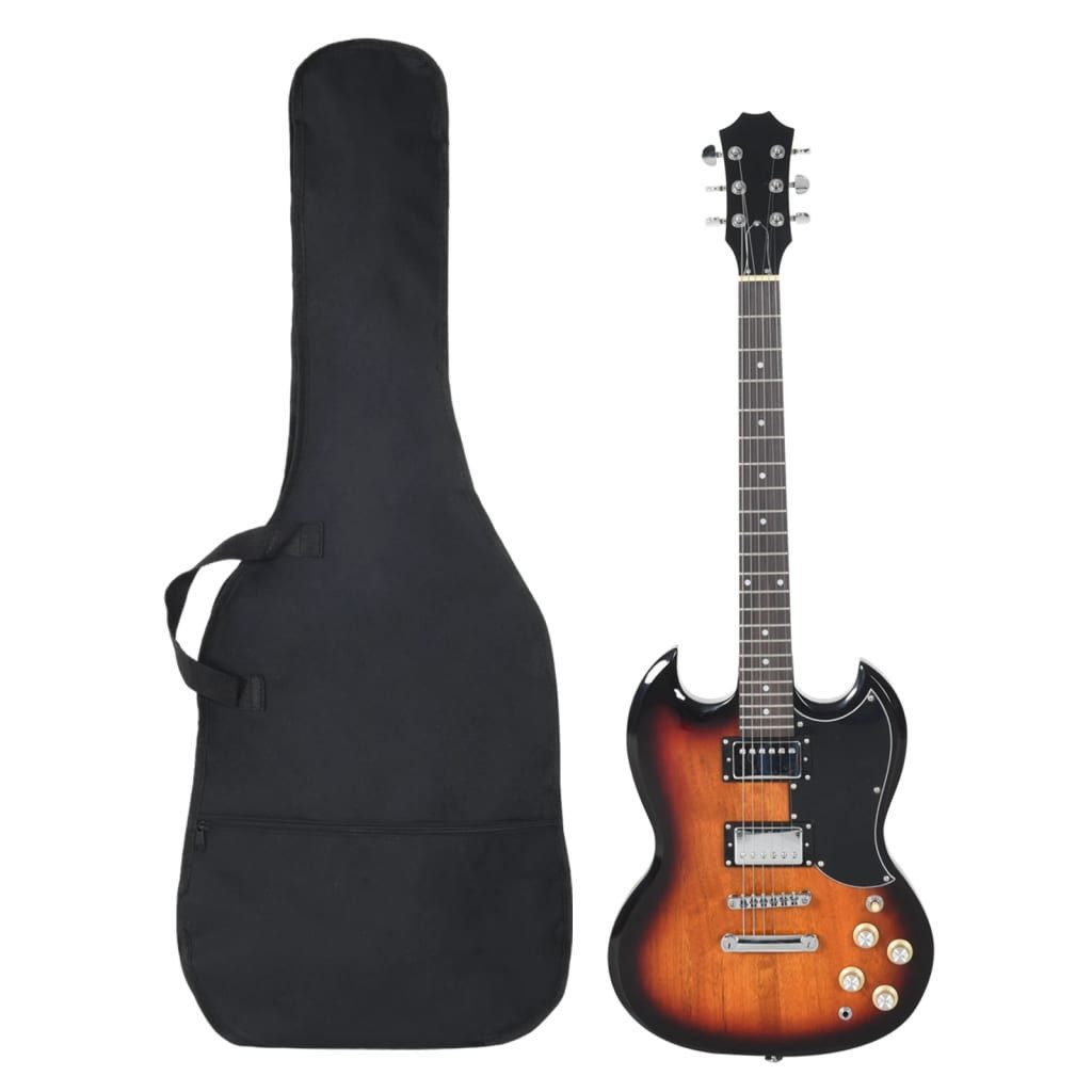 Westerngitarre E-Gitarre für Anfänger mit Tasche Braun und Schwarz 4/4 39"