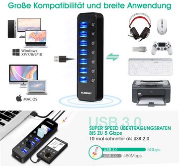 ELEGIANT EGU-001 USB-Adapter zu USB-C, 100 cm, 7 USB Hub 1 Schnellcharging