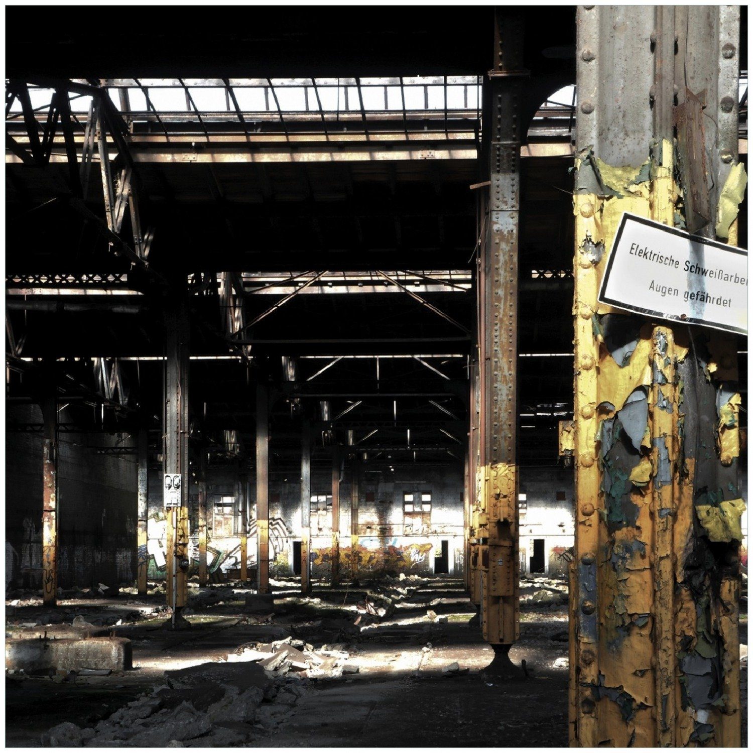 leuchtenden mit Verlassene Wallario Fabrik-Halle alte Sonnenstrahlen Memoboard