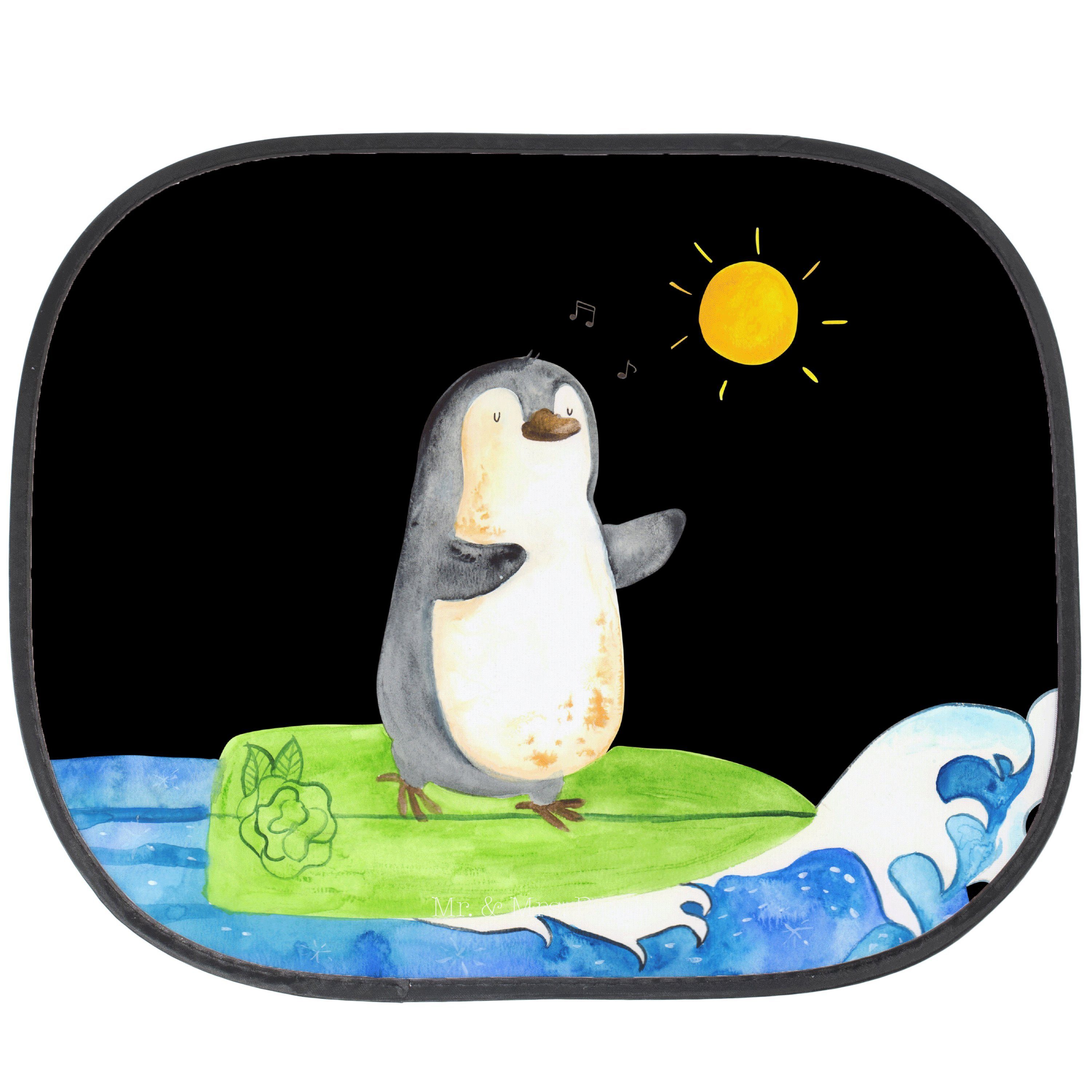 Sonnenschutz Pinguin Surfer - Sonnenschutz - Schwarz Panda, surfen, Mr. Mrs. Geschenk, Baby, motiv, Seidenmatt &