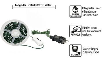 Northpoint LED-Lichterkette LED Effektlichterkette Musiksensor 100 LEDs IP44 10m lang Timer grün