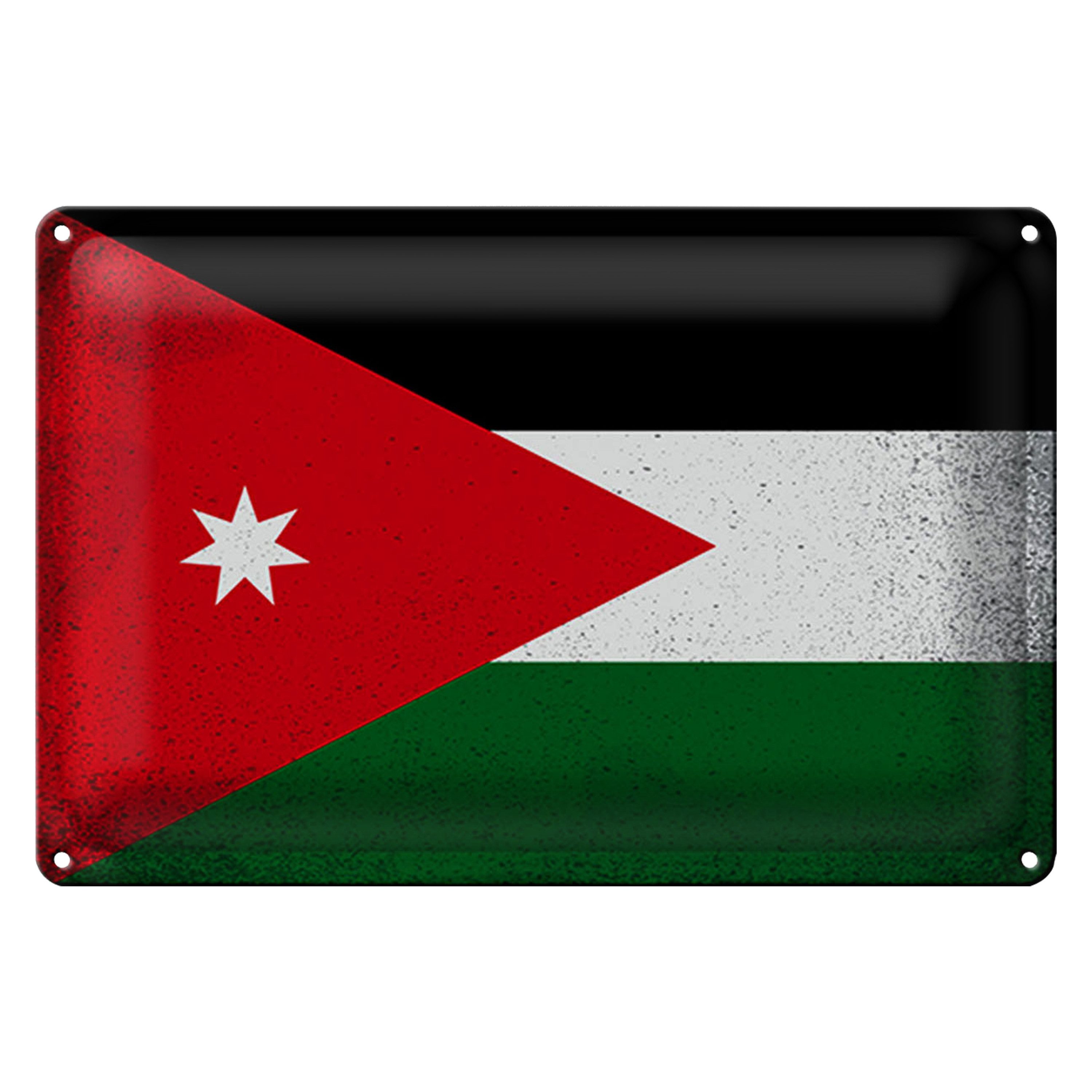 Roomando Metallschild Flagge Jordanien 40x30cm Flag of Jordan Vintage