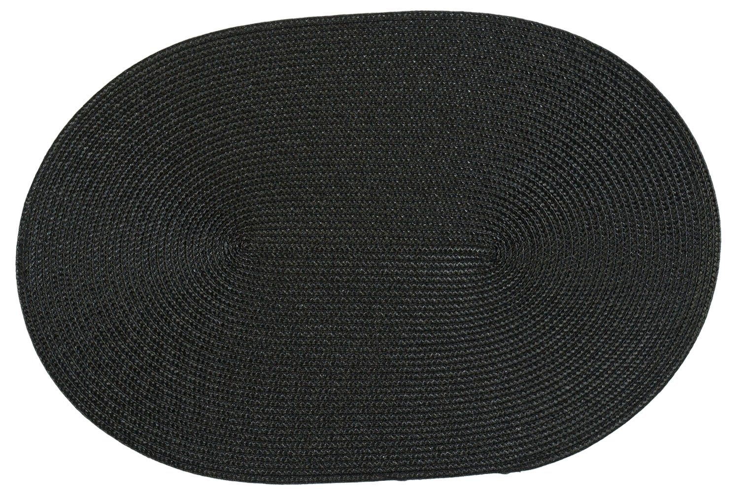 Platzset, Platzset oval ca. 45x30 cm Bast Optik Platzdeckchen Tischset geflochte, Haus und Deko, (1-St) Schwarz