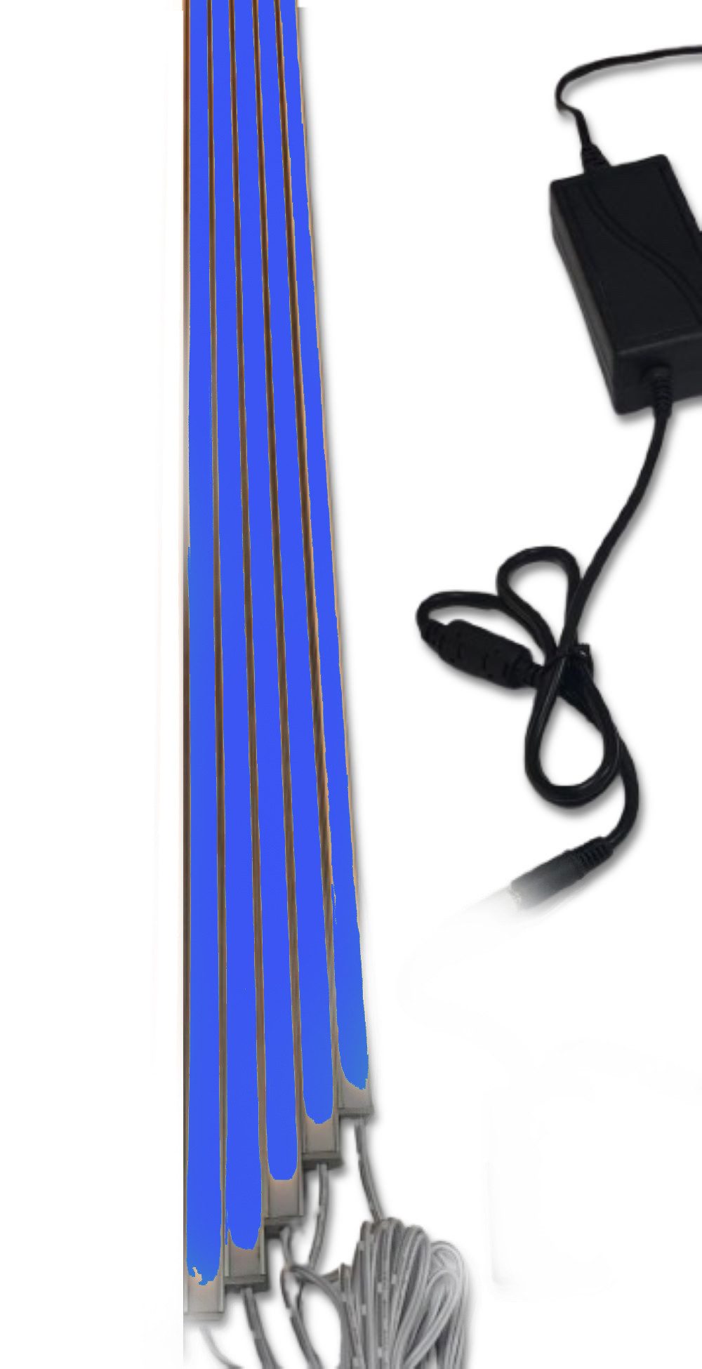 XENON LED Dekolicht 3859 LED Leuchte 5x50cm schwarz Kunststoff Schiene +Netzteil Blau, Xenon / Blau