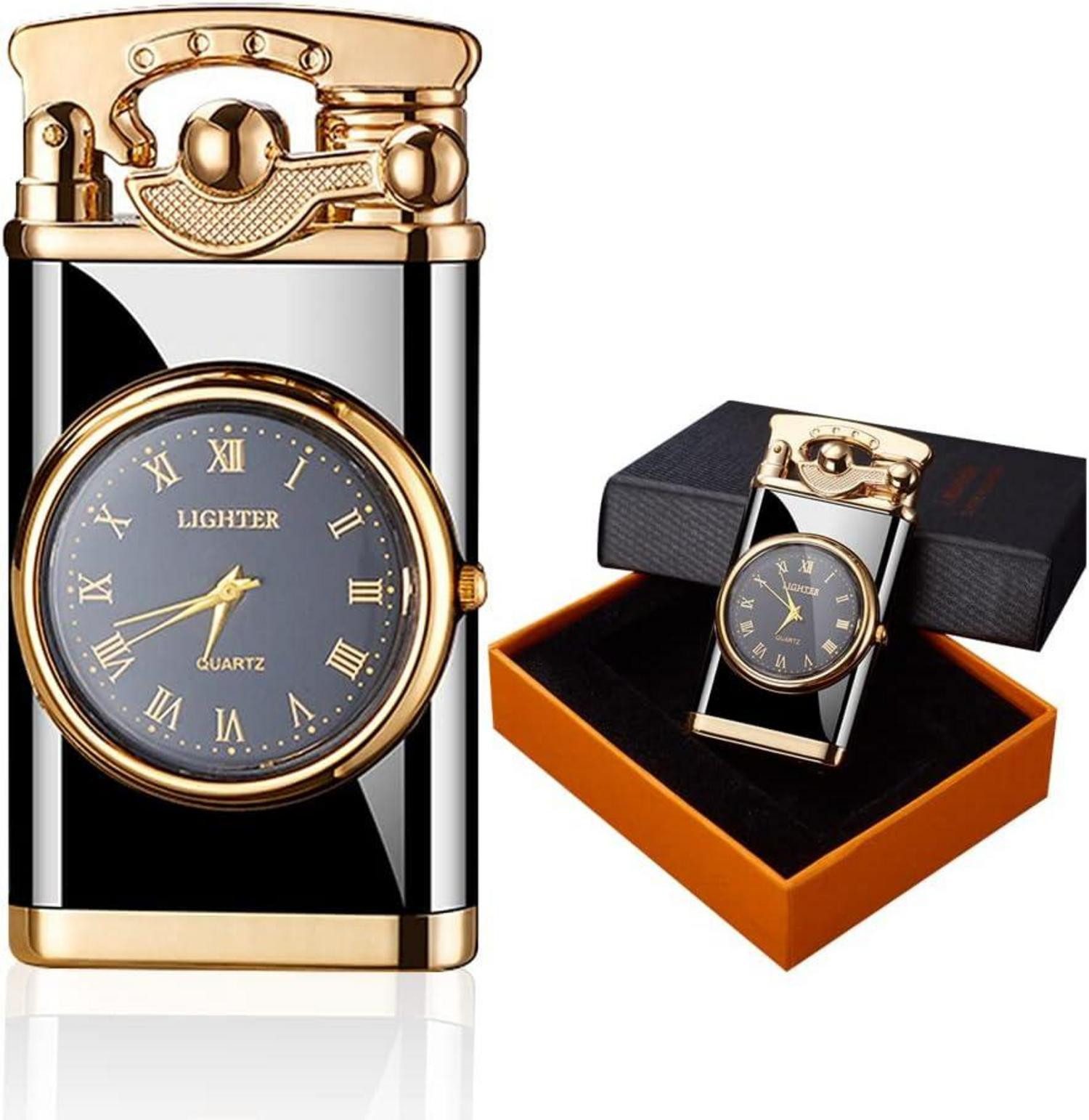 Feuerzeug Feuerzeug Uhr Jetflame Winddicht Tragbar mit Geschenkbox für Männer