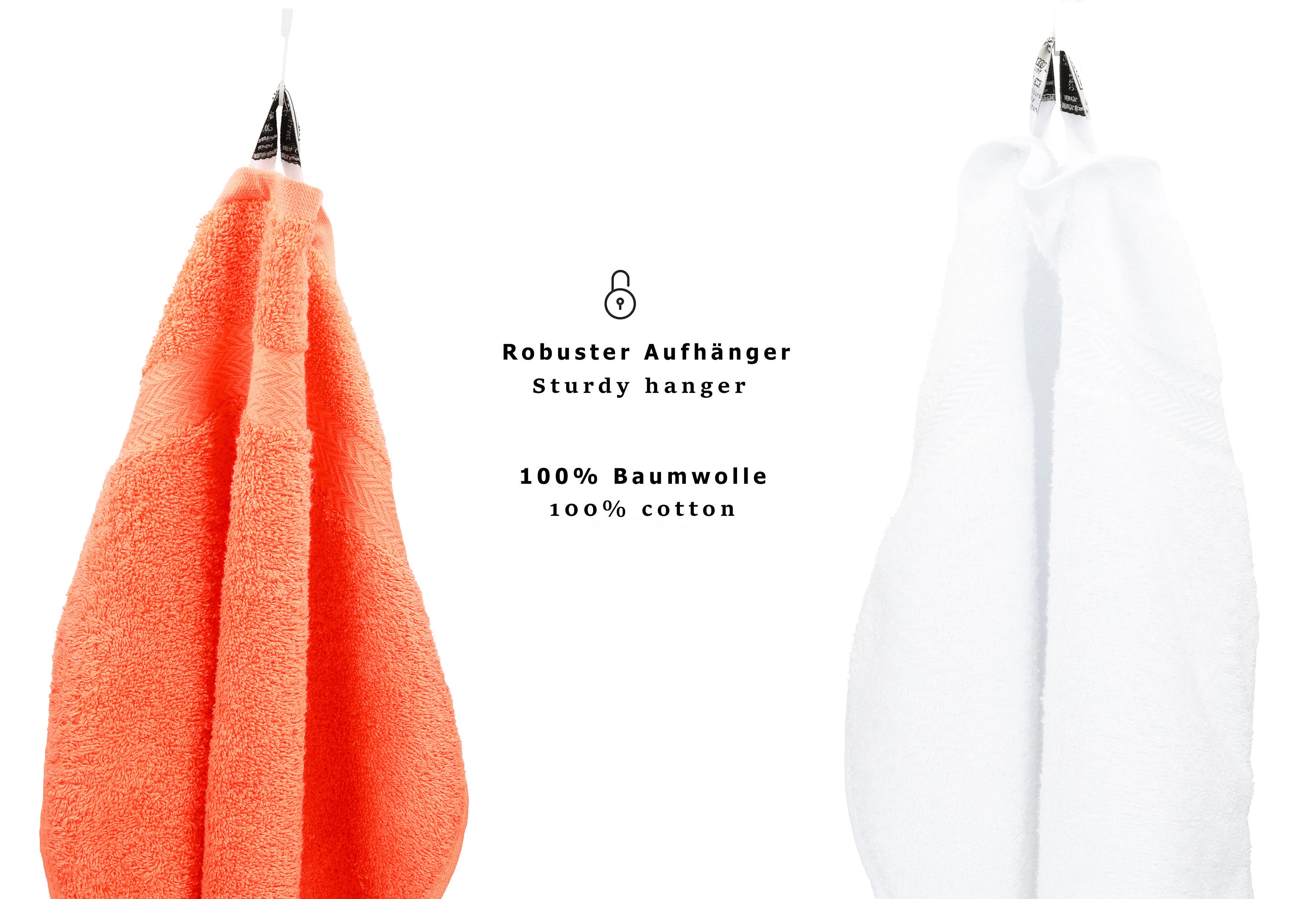 Betz Handtuch Set 10-tlg. Handtuch-Set Premium Farbe Orange und Weiß, 100% Baumwolle (Set, 10-St)