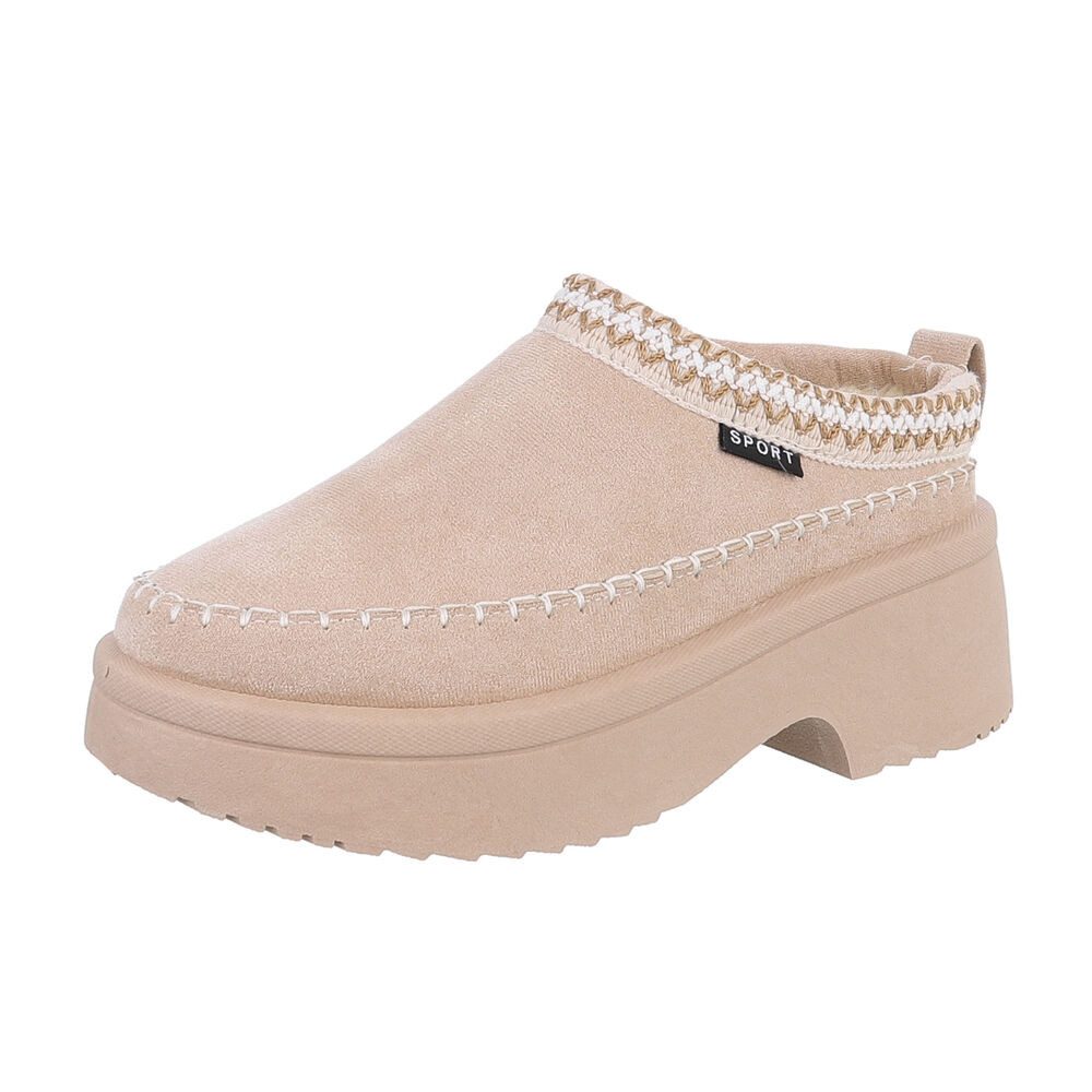 Ital-Design Damen Hausschuhe Freizeit Hausschuh (87284150) Blockabsatz Hausschuhe in Beige von Ital-Design