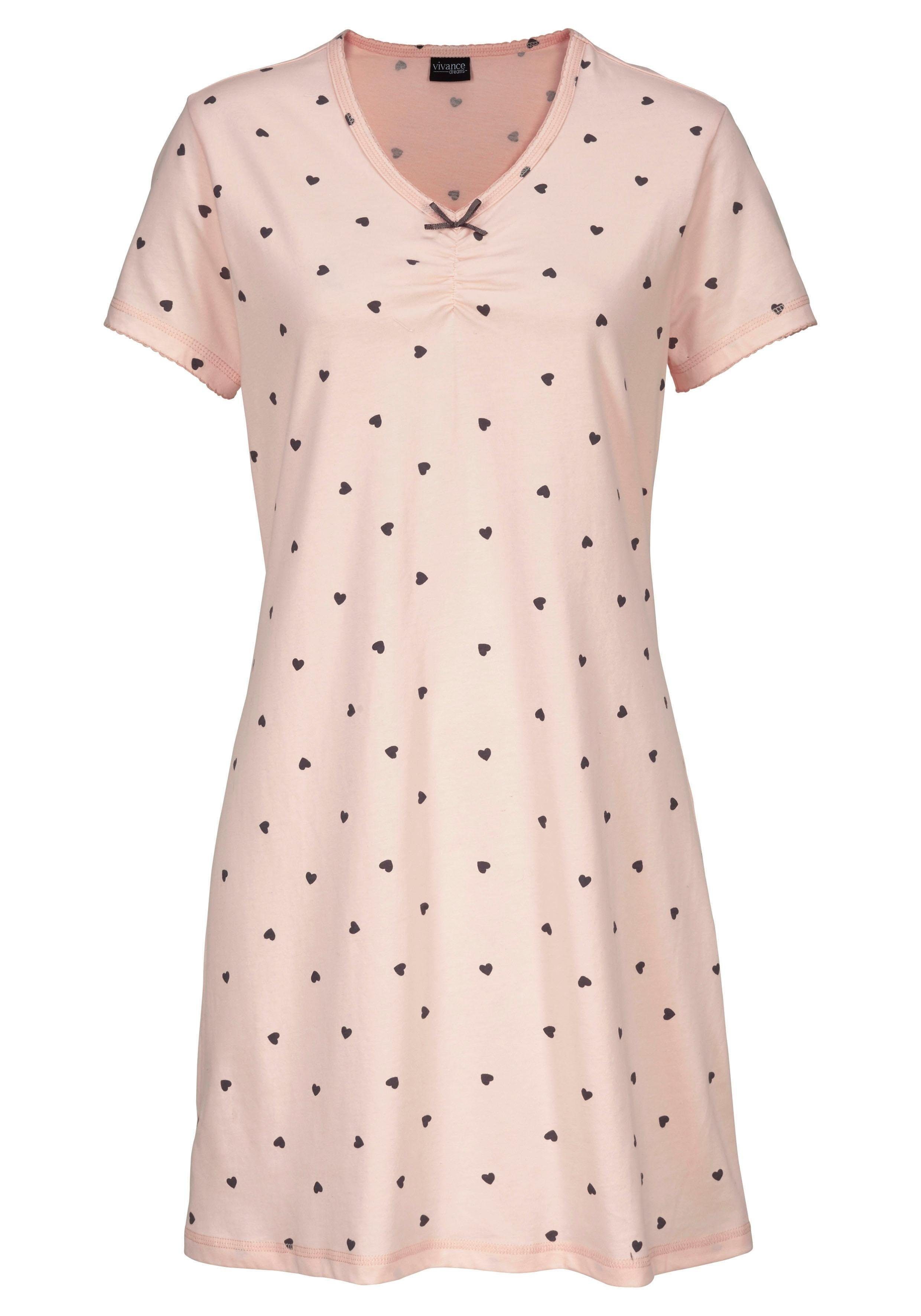 Vivance Dreams Nachthemd (2er-Pack) mit Herzchenprint. Reduzierter Preis € 24,99. Unverbindliche Preisempfehlung € 29,99, (€ 12,50 pro 1 Stk)