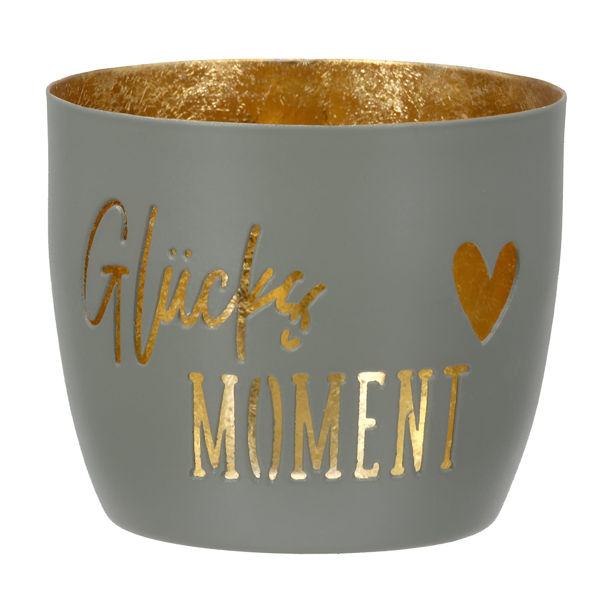 GILDE Teelichthalter Windlicht Glücksmoment 8.5 cm beige (Einzelartikel, 1 günstig online kaufen