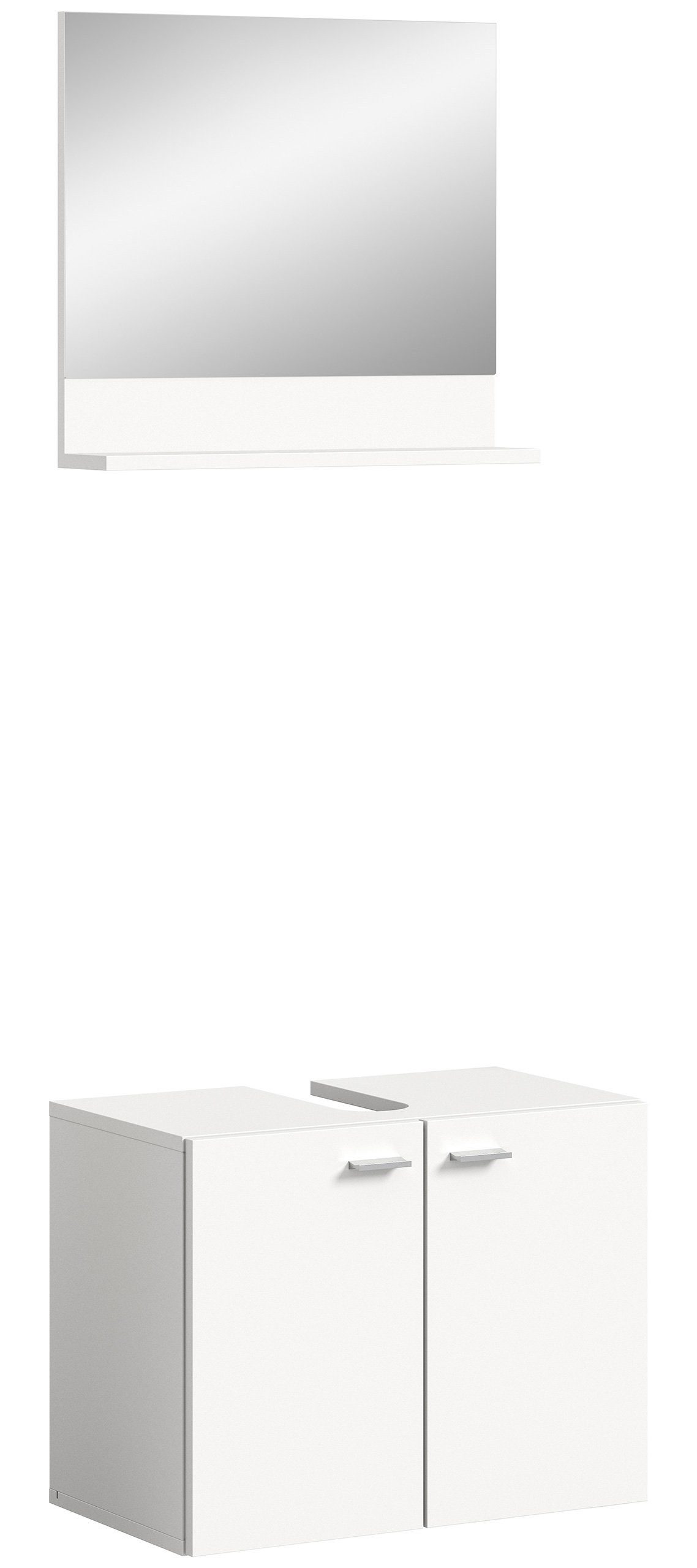 Newroom Badezimmer-Set Weiß 57 cm, Badezimmer-Set Weiß Badezimmermöbel Badezimmer Set Modern Zeitlos...