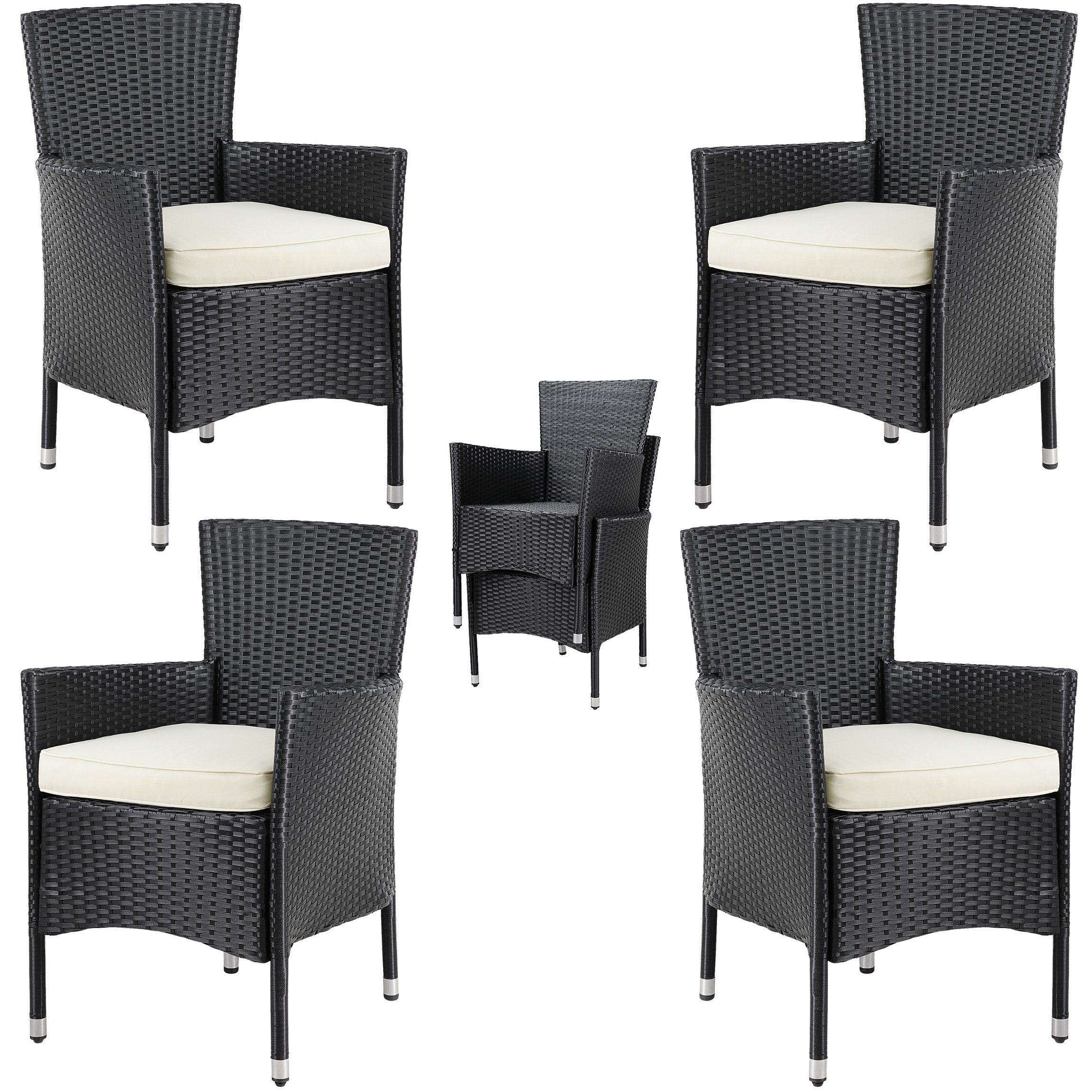 Casaria Gartenstuhl, Polyrattan 4er Set Stapelbar günstig online kaufen