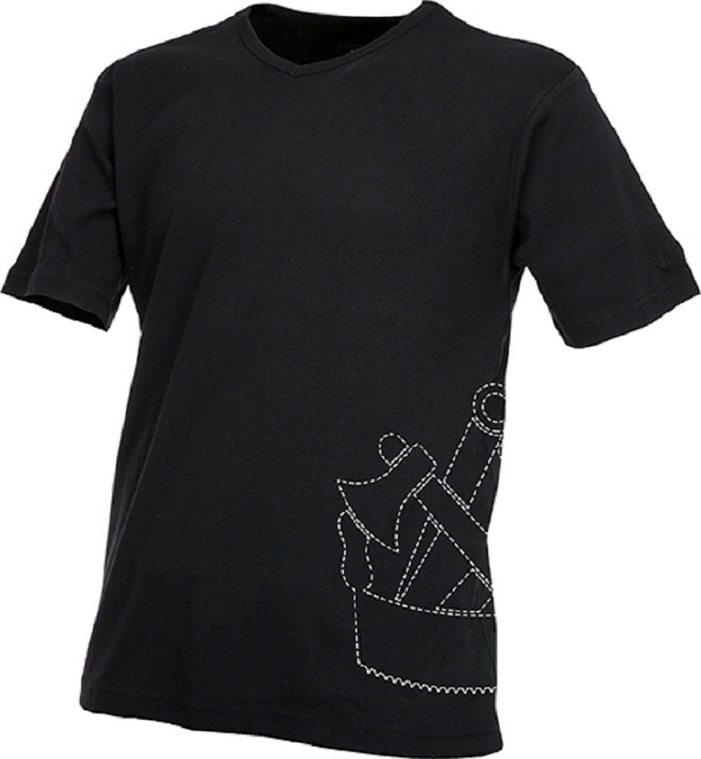 JOB T-Shirt Zimmerer-RIPP-T-Shirt mit V-Ausschnitt schwarz