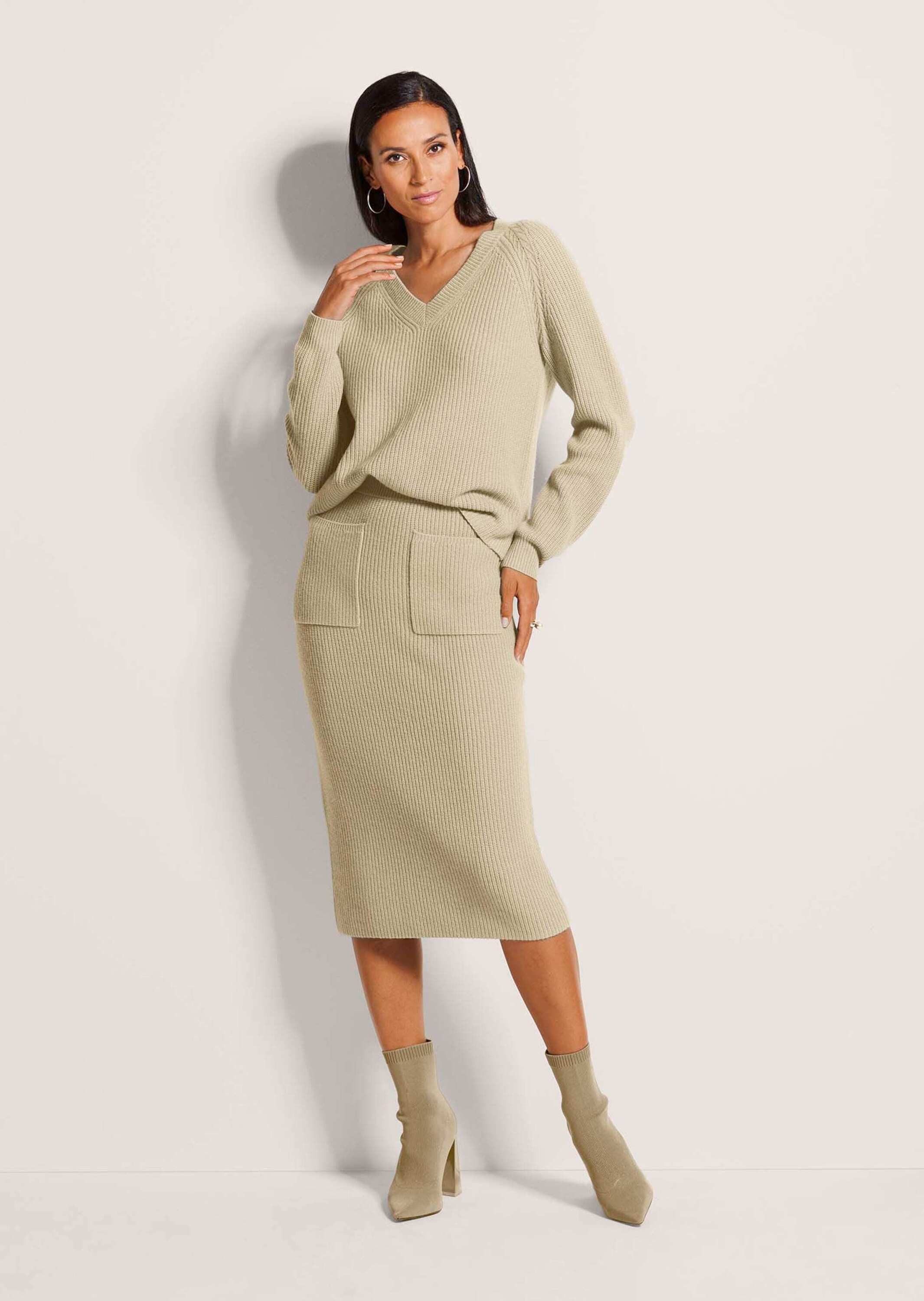 Strickpullover Langarm V-Ausschnitt-Pullover Strick