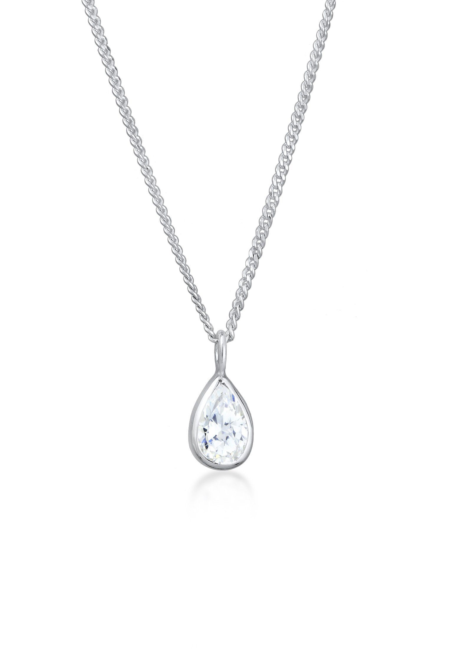 Elli Kette mit Anhänger Zirkonia Tropfen 925 Sterling Silber, Tropfen