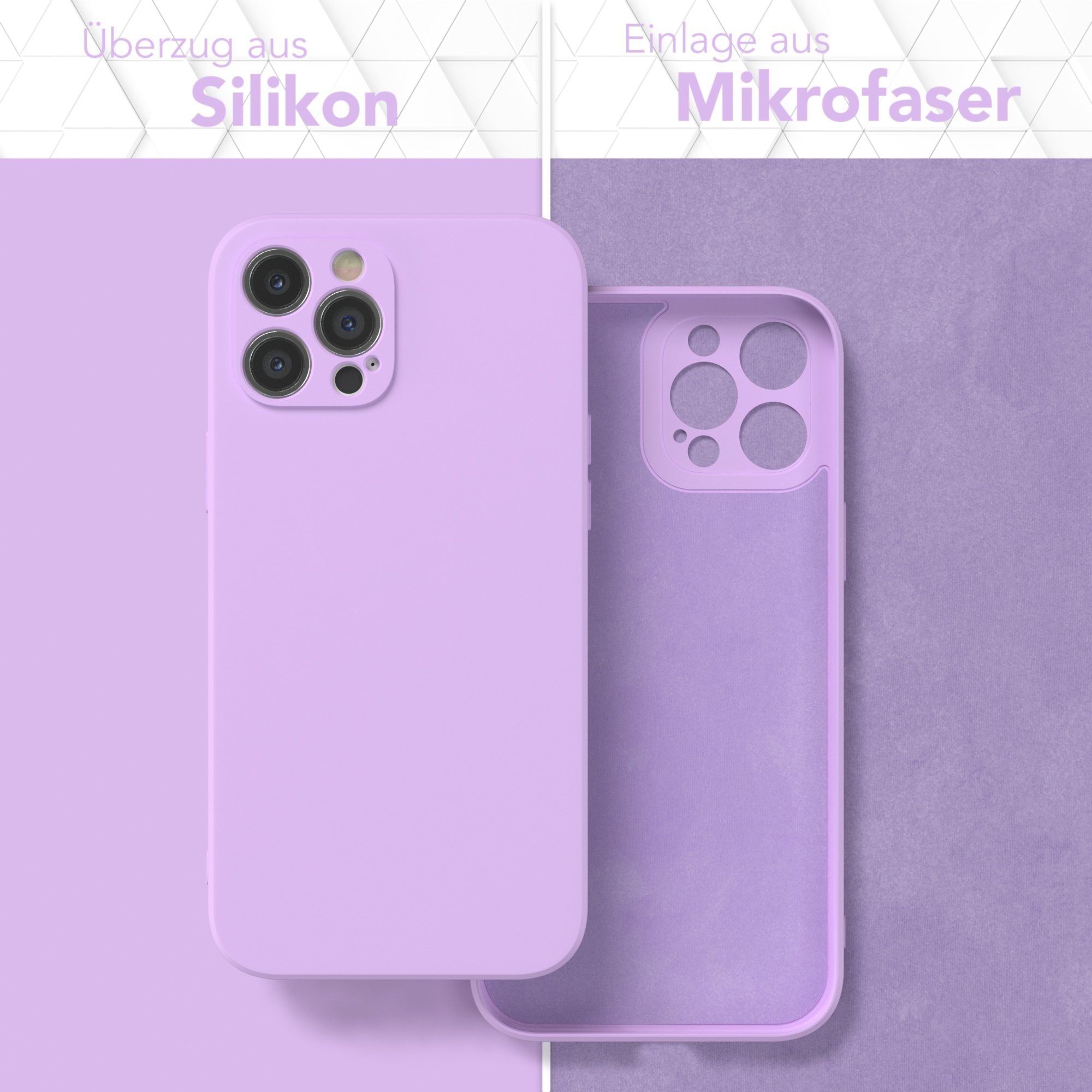 EAZY CASE Handyhülle für Apple iPhone 12 Pro Max Hülle Silikon 6,7 Zoll, Silikon Schutzhülle Kameraschutz kratzfest Back Cover Lavendel Lila