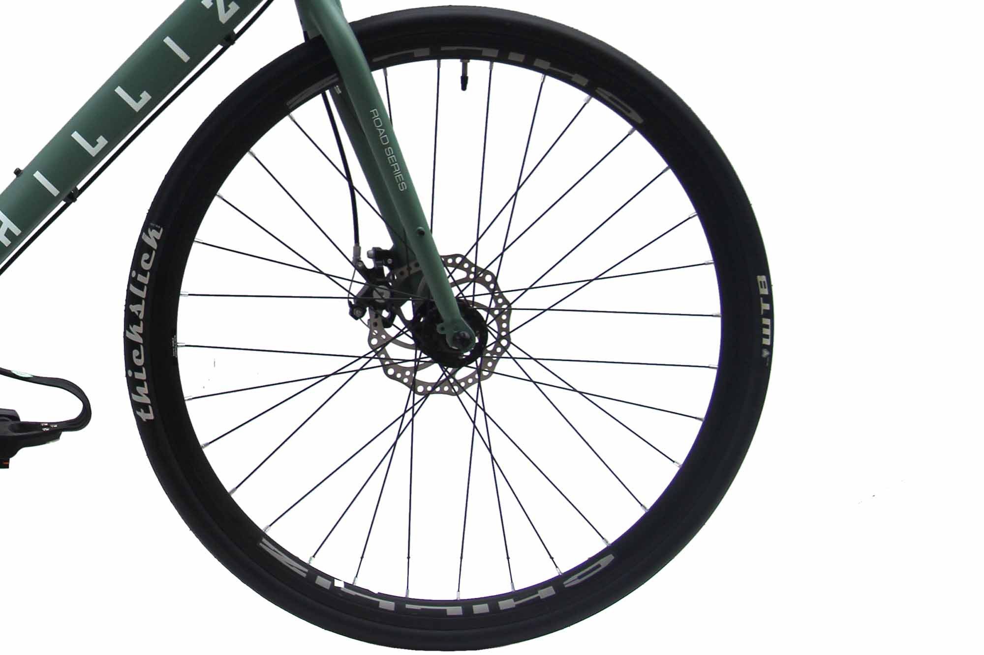 CHILLIZ road bike, 28-inch RDB2.1 green, 14-speed Shimano gears, frame size 57 cm, 28mm slick tires, Zoom disc brakes