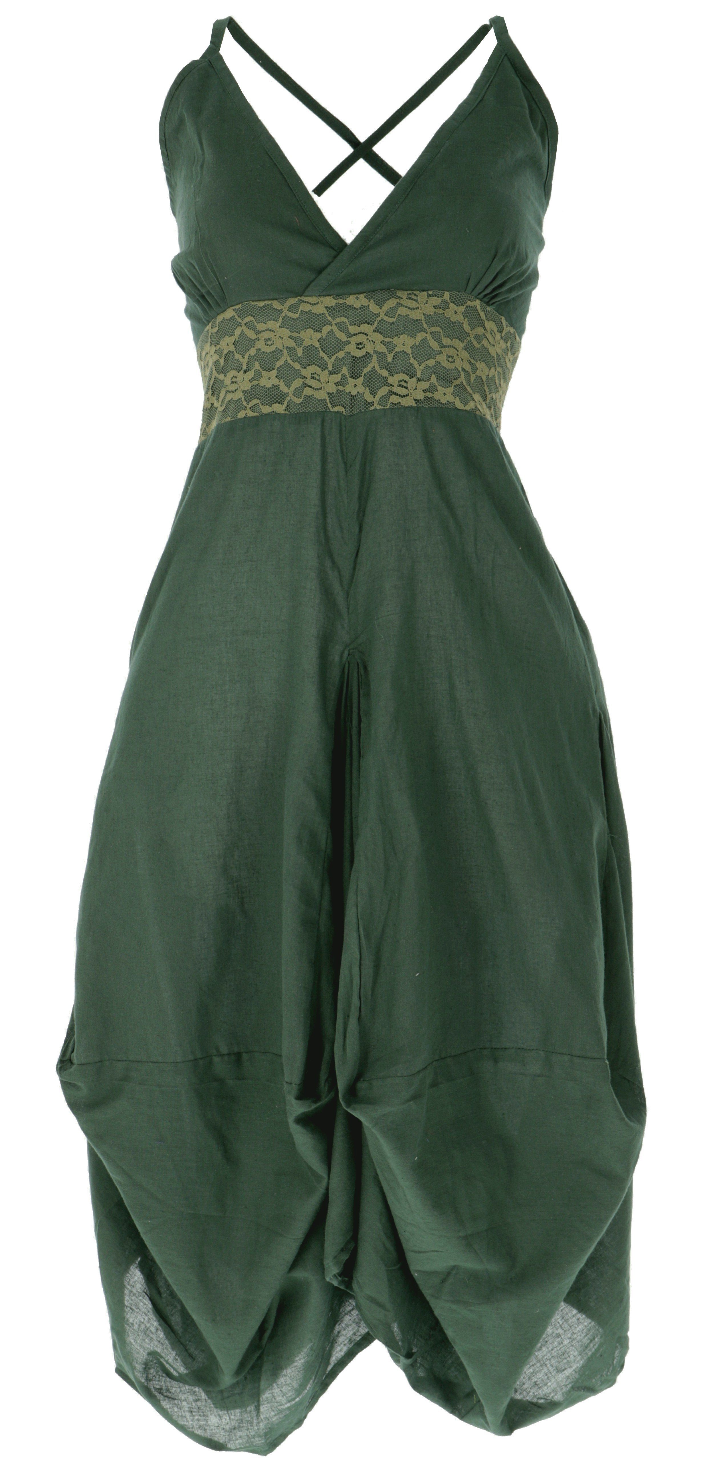 Guru-Shop Midikleid Langes Sommerkleid Hippie chic - olive alternative Bekleidung