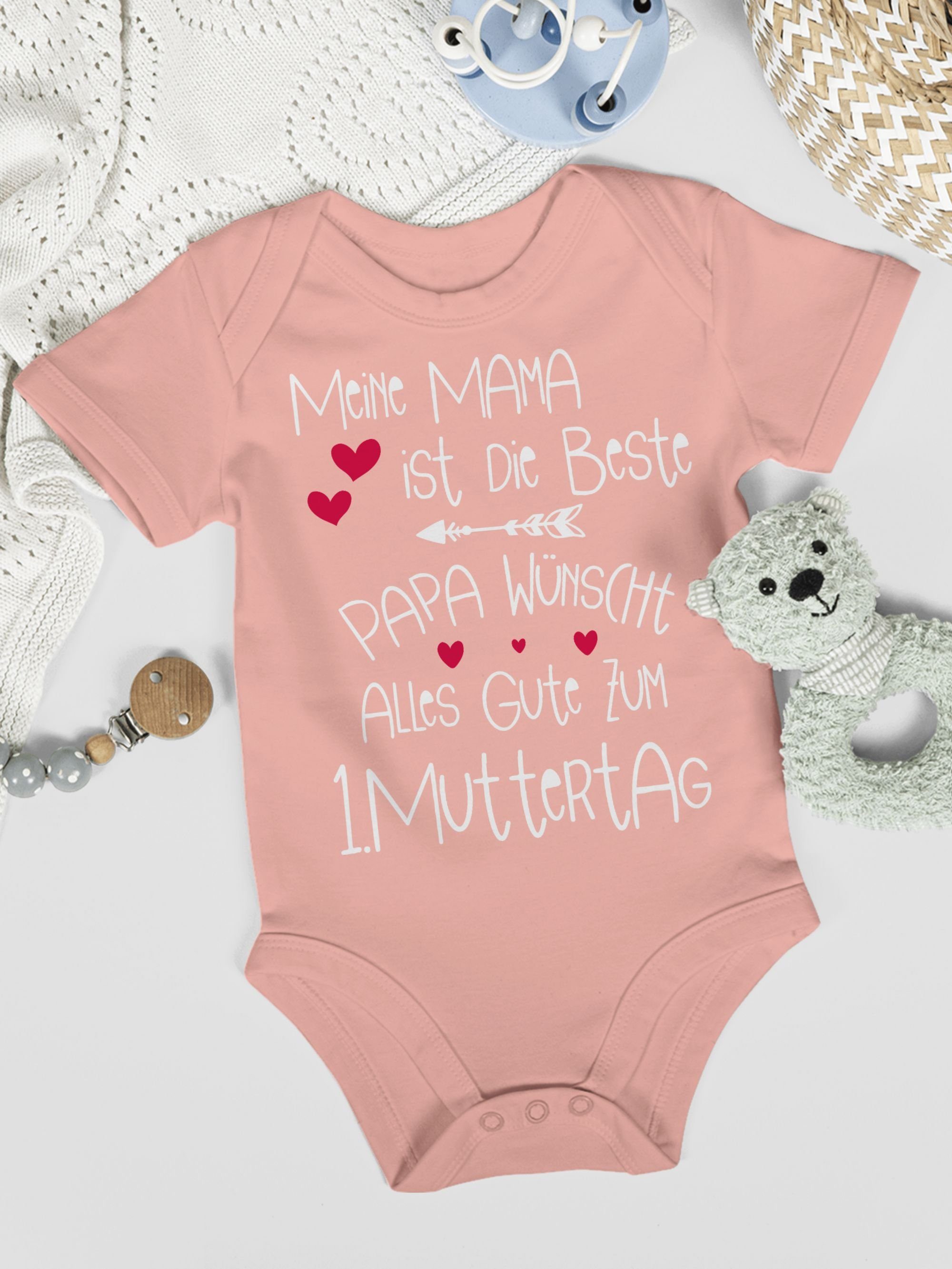 Meine ist Beste die 1 Muttertag Babyrosa - Mama (1-tlg) Shirtbody Shirtracer 1. Muttertagsgeschenk