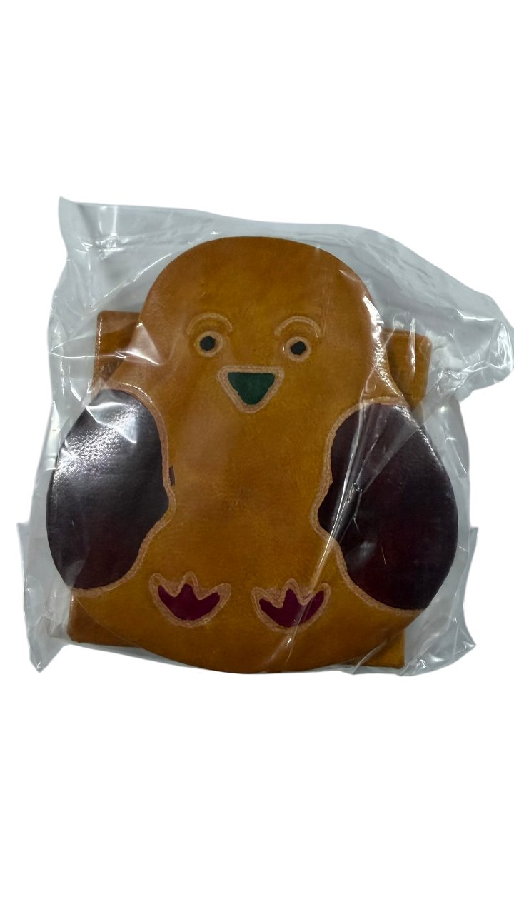 DIW Mini Geldbörse Kinder-Geldbeutel Küken aus echtem Leder mit Druckknopf (Packung, 1-tlg., 1 Fach mit Druckknopf), echtes Leder