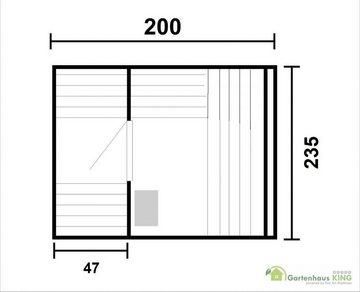 Finn Art Blockhaus Fasssauna Alvi 2, 42 mm, Schindeln rot, Outdoor Gartensauna, ohne Ofen, Bausatz