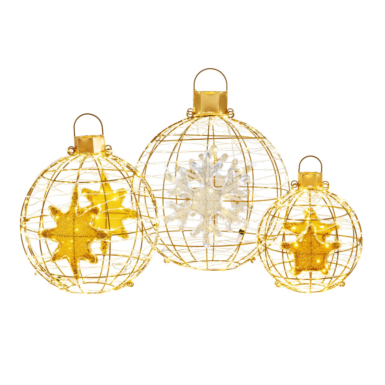 COSTWAY Weihnachtsfigur (3 St), LED Dekokugel, günstig online kaufen
