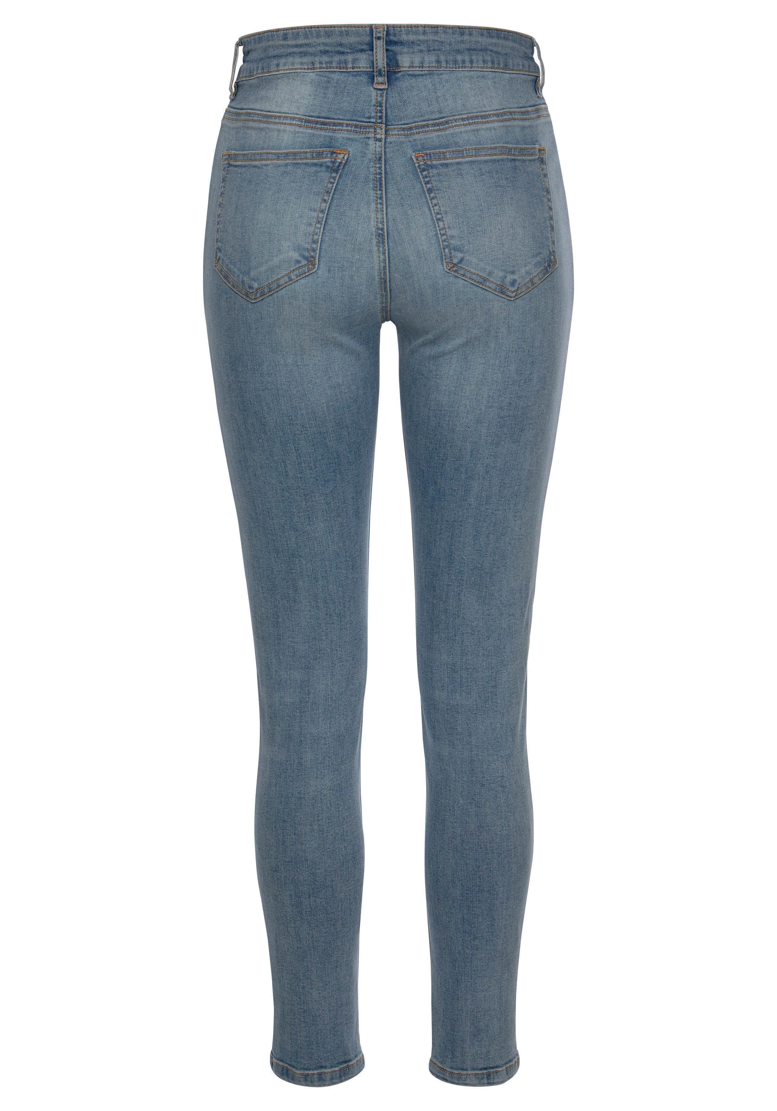 Buffalo High-waist-Jeans mit modischer Knopfleiste blue-washed