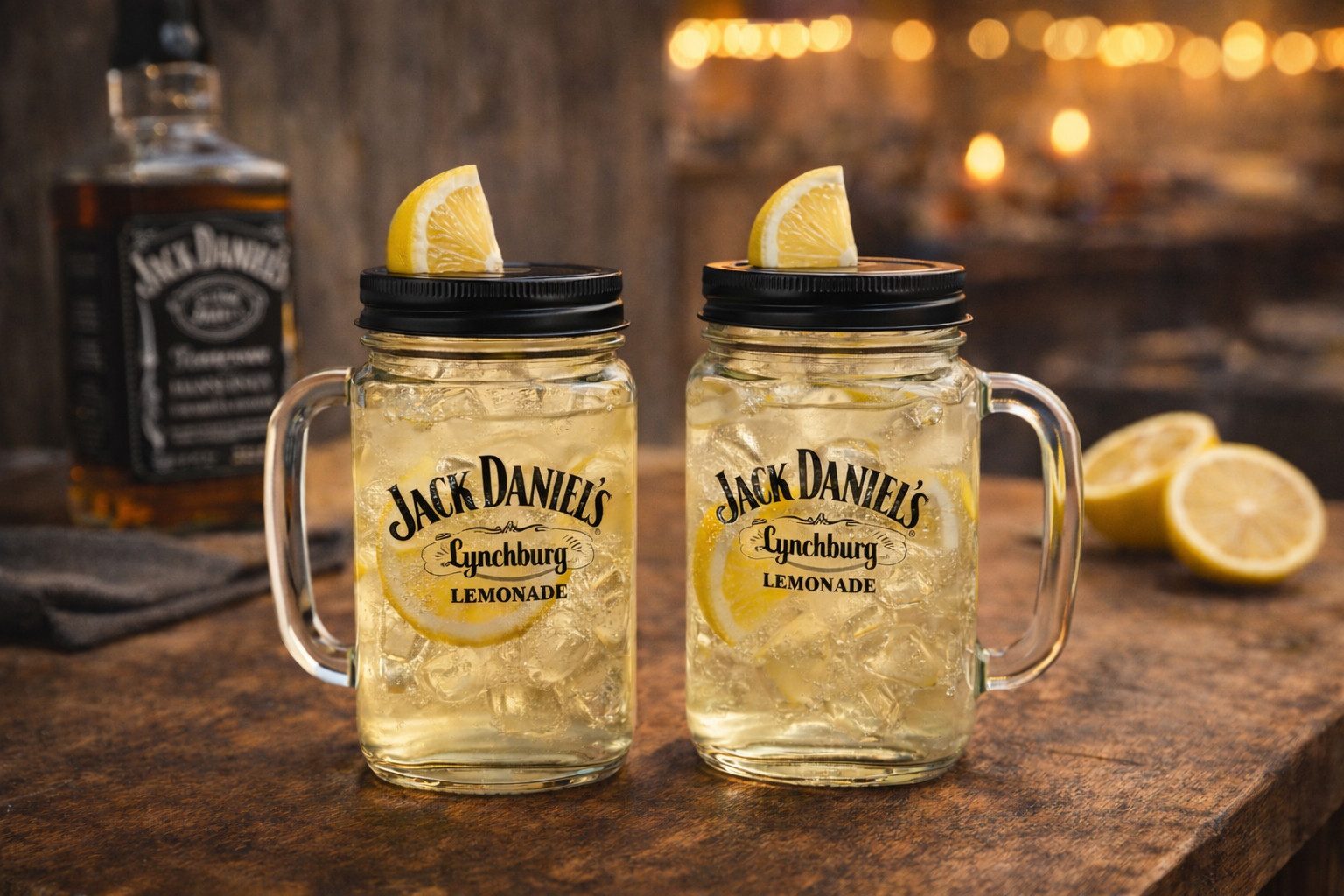 Jack Daniels Gläser-Set Lynchburg Lemonade Gläser – 2er Set - mit Schraubdeckel, 2-tlg.