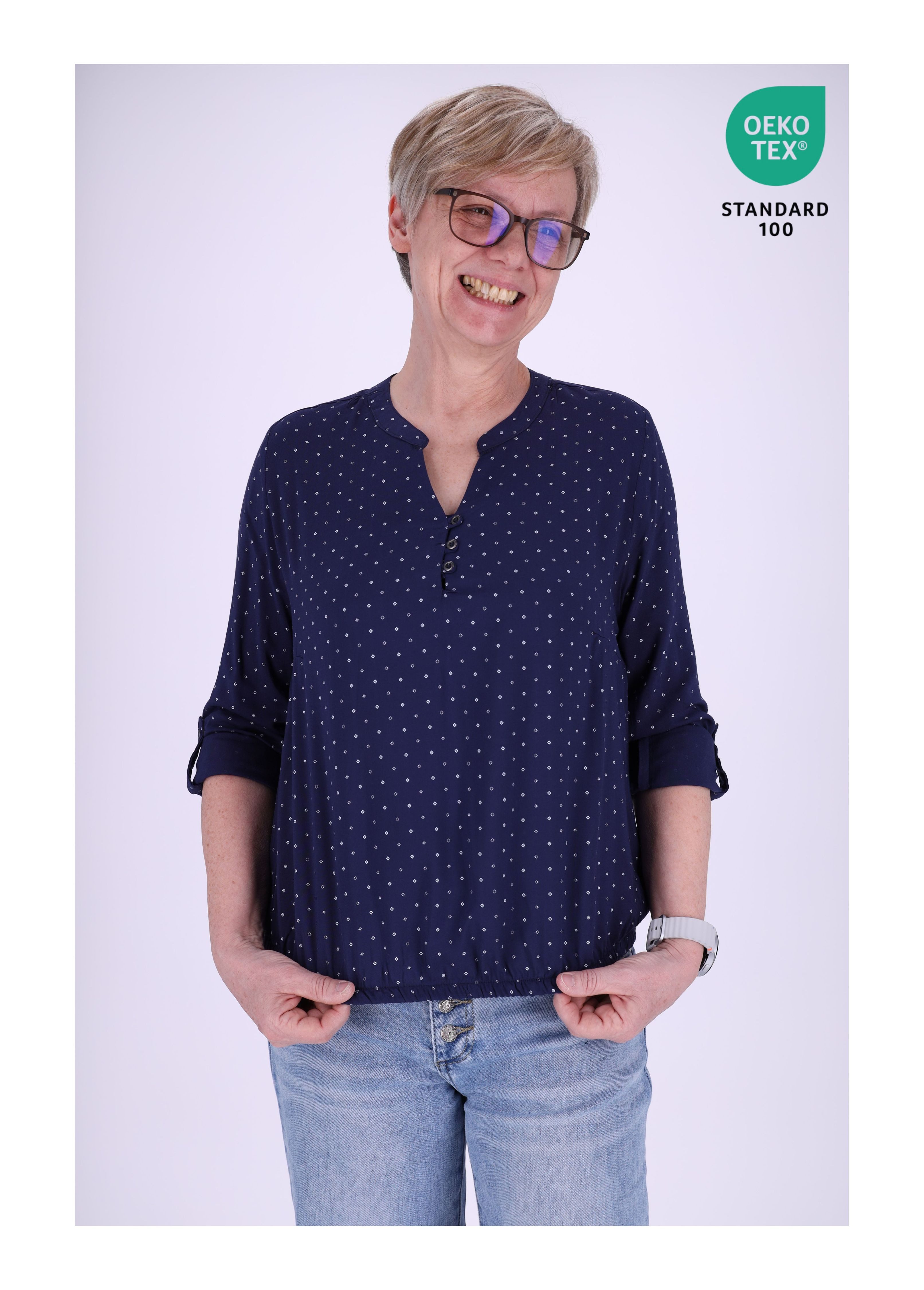 SPLASH OF COLOR Klassische Bluse Schlupfbluse mit Gummibund und Minimalprint Karo