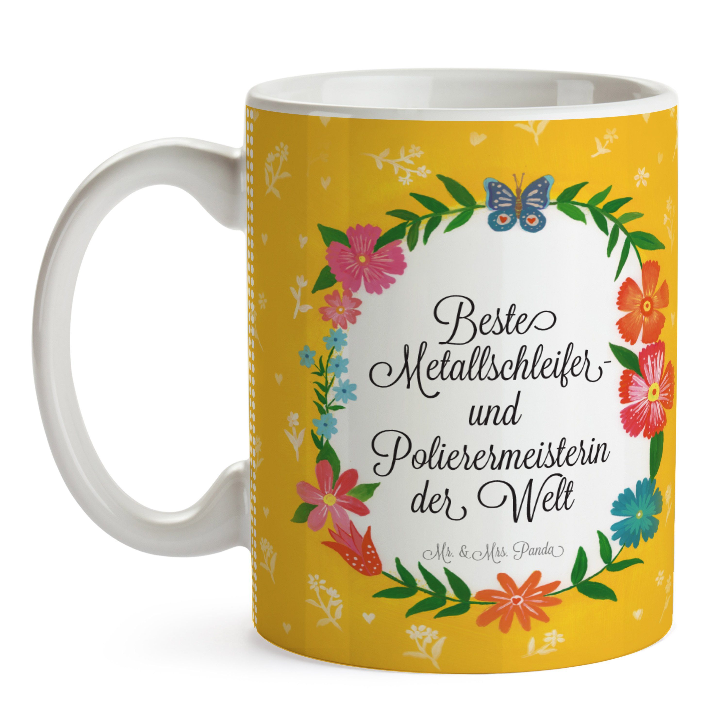 Mr. Tass, Berufsschule, und Panda - & Keramik Geschenk, Mrs. Polierermeisterin Metallschleifer- Tasse
