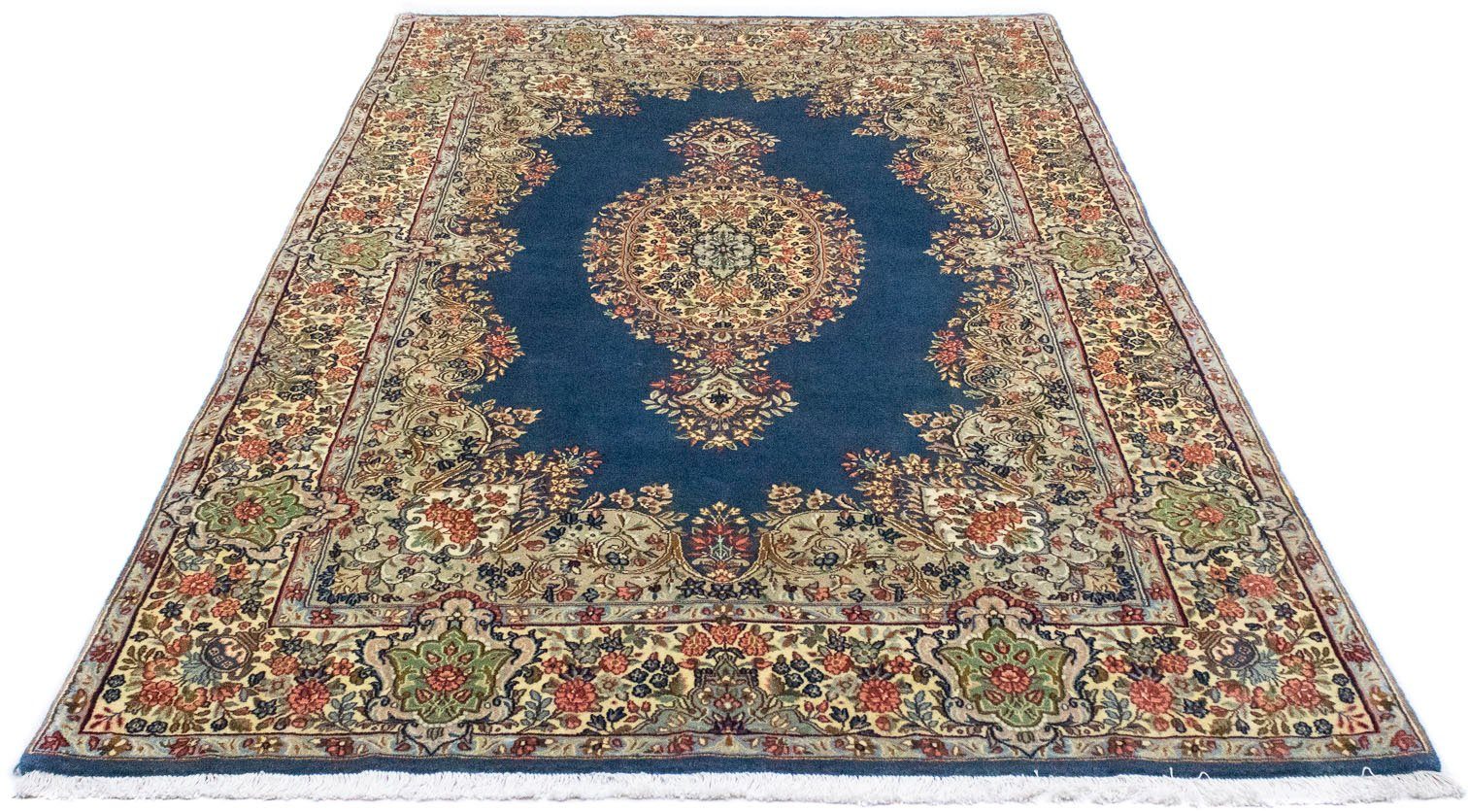 Wollteppich Rafsanjan Teppich handgeknüpft hellblau, morgenland, rechteckig, Höhe: 7 mm