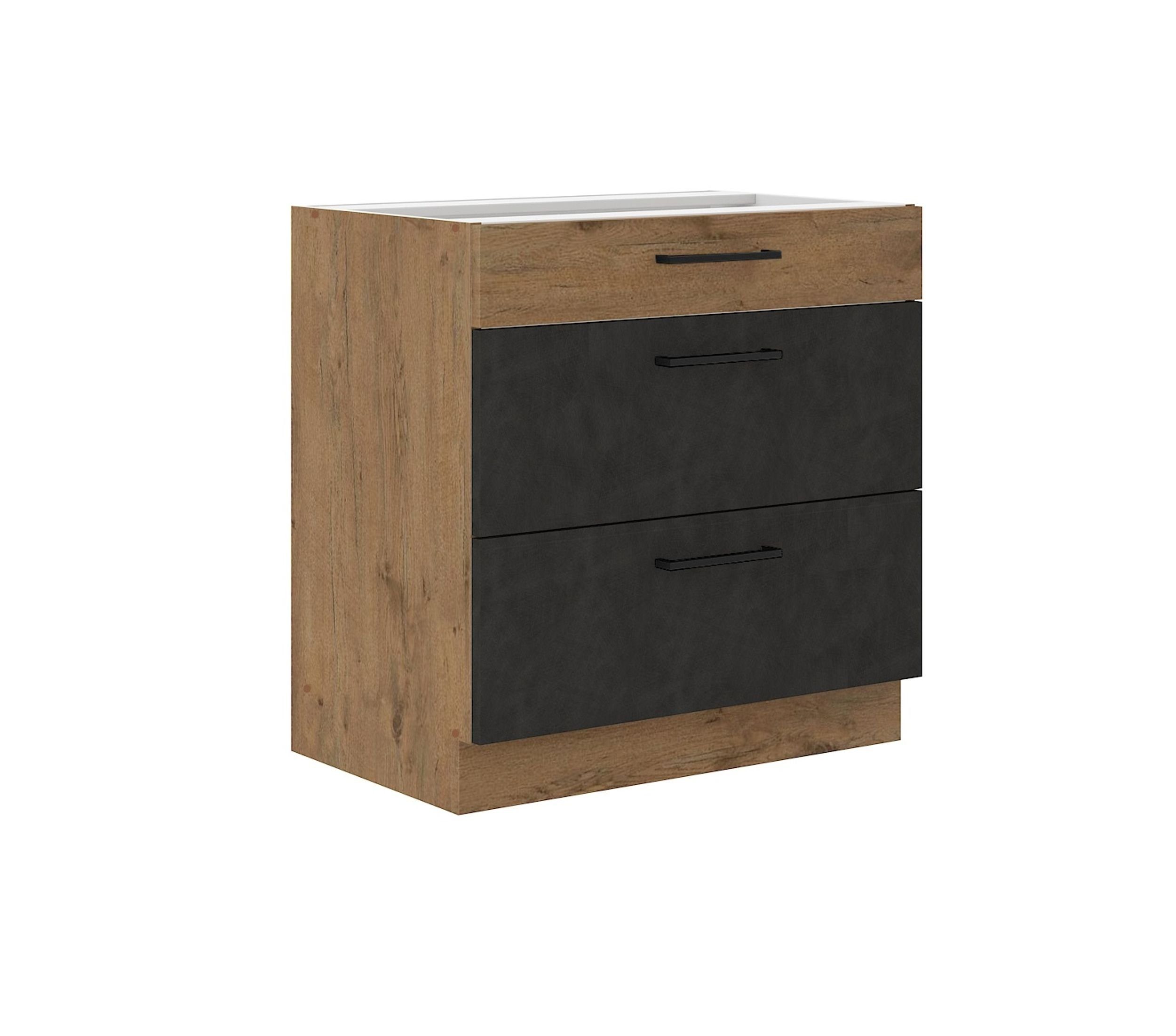 Küchen-Preisbombe Unterschrank 80 cm Küche Vigo Matera Grau + Eiche Lancelo günstig online kaufen