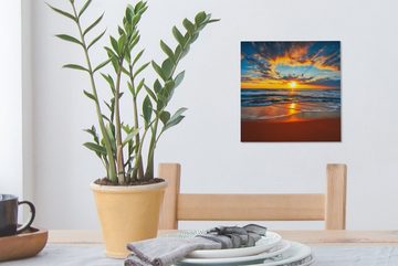 OneMillionCanvasses® Leinwandbild Meer - Sonnenuntergang - Strand - Wolken - Orange, (1 St), Leinwand Bilder für Wohnzimmer Schlafzimmer