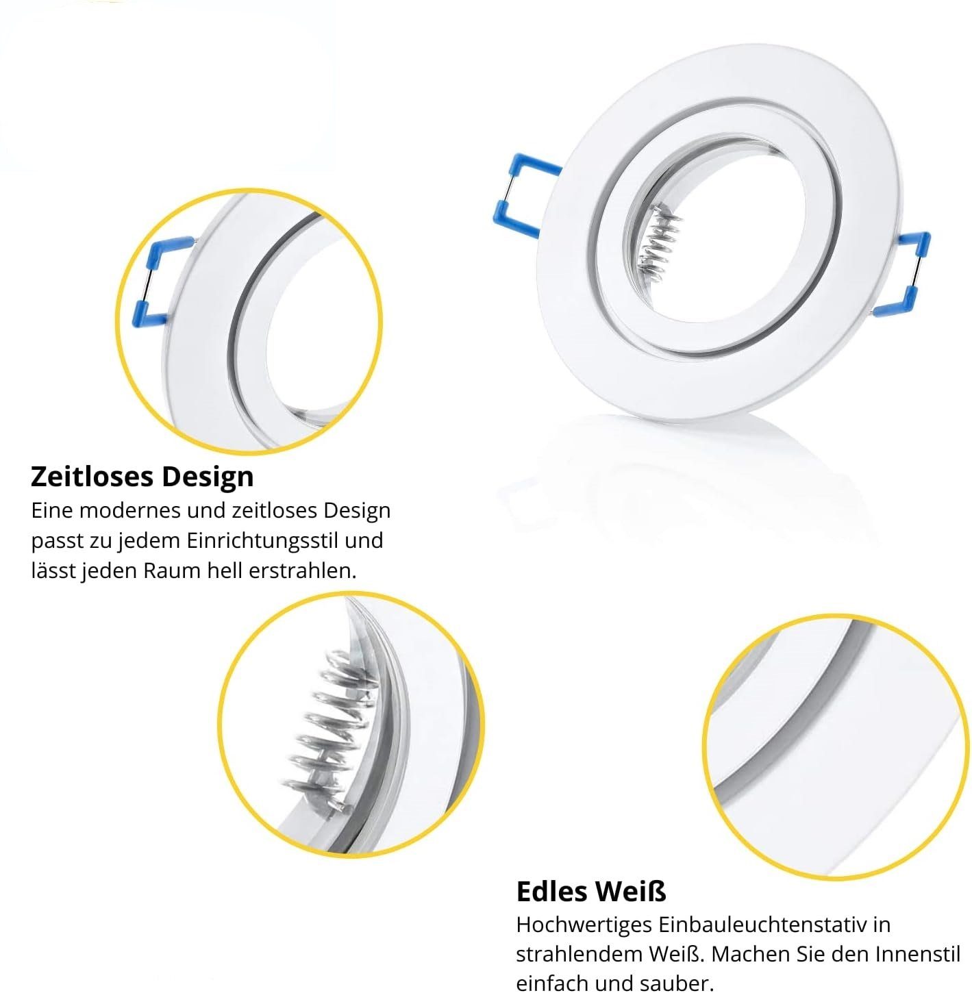 Sweet LED Deckenspot 4er Set IP44 Einbaustrahler GU10 Aluminium für Bad & Küche weiß matt, ohne Leuchtmittel, Einbauspots, Einbaurahmen, Deckenlampe