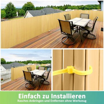 Bettizia Balkonsichtschutz PVC Sichtschutzmatte mit verstärkter Sichtschutzzaun Naturholzfarben Sichtschutz, Wind-, Sonnenschutz