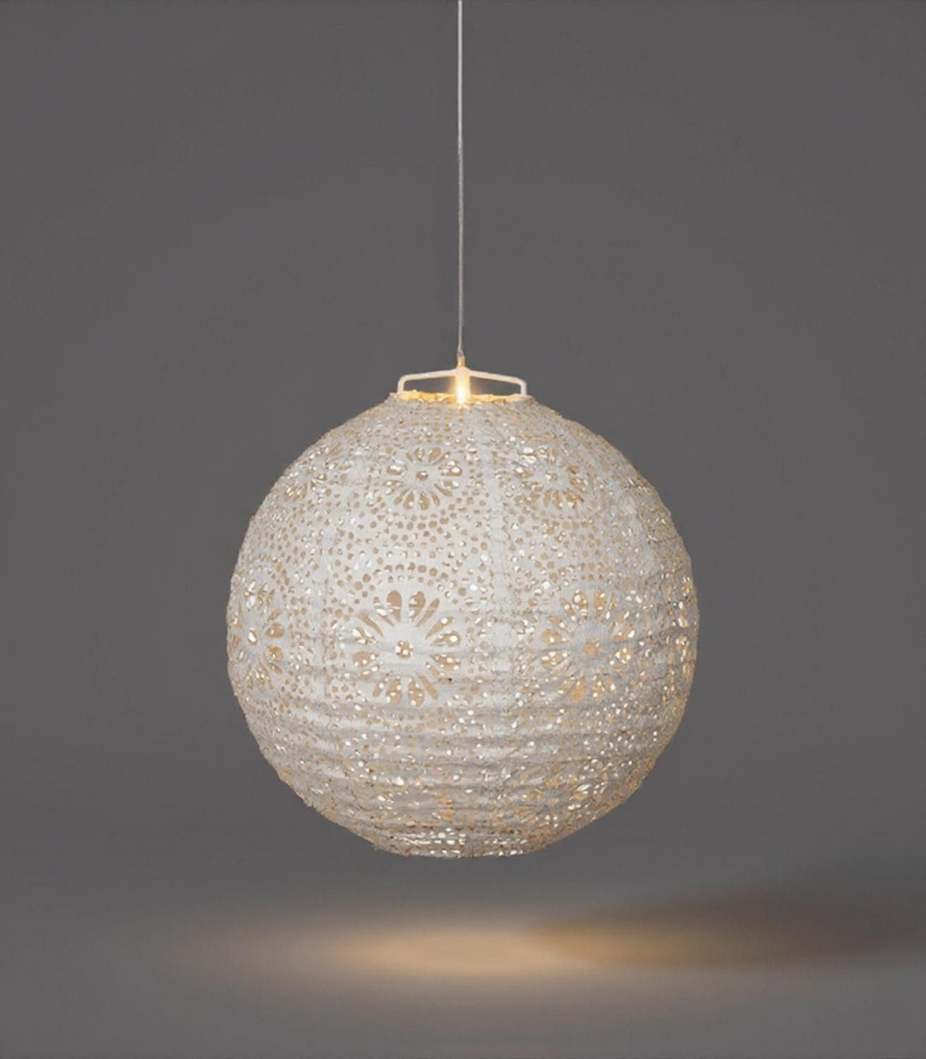 Kaemingk LED Solarleuchte Laterne SOLARIA, Weiß, Kunststoff, LED fest integriert, Solarbetrieben, Ø 25 x H 23 cm
