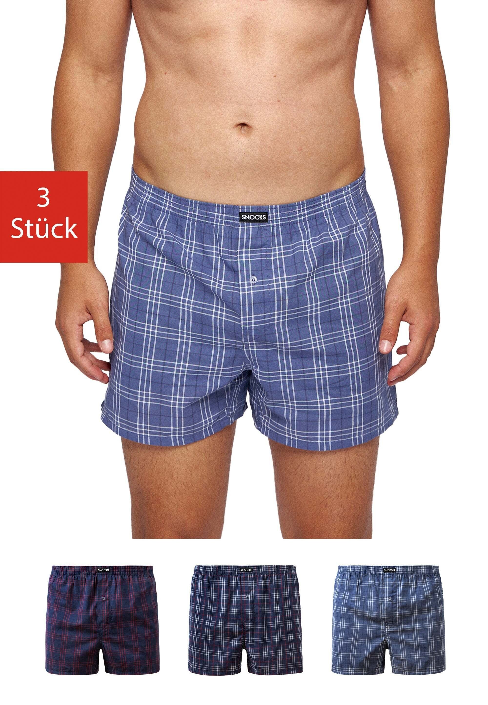 SNOCKS Weiter Boxer American Boxershorts Woven (3-St) aus 100% Bio-Baumwoll günstig online kaufen