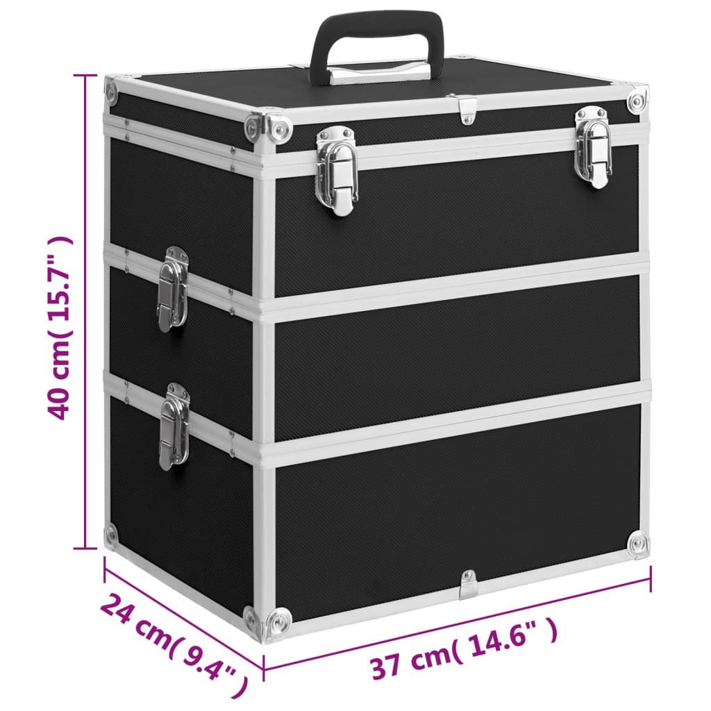 vidaXL Kosmetikkoffer Kosmetikkoffer 37x24x40 cm Schwarz Aluminium (1-tlg)
