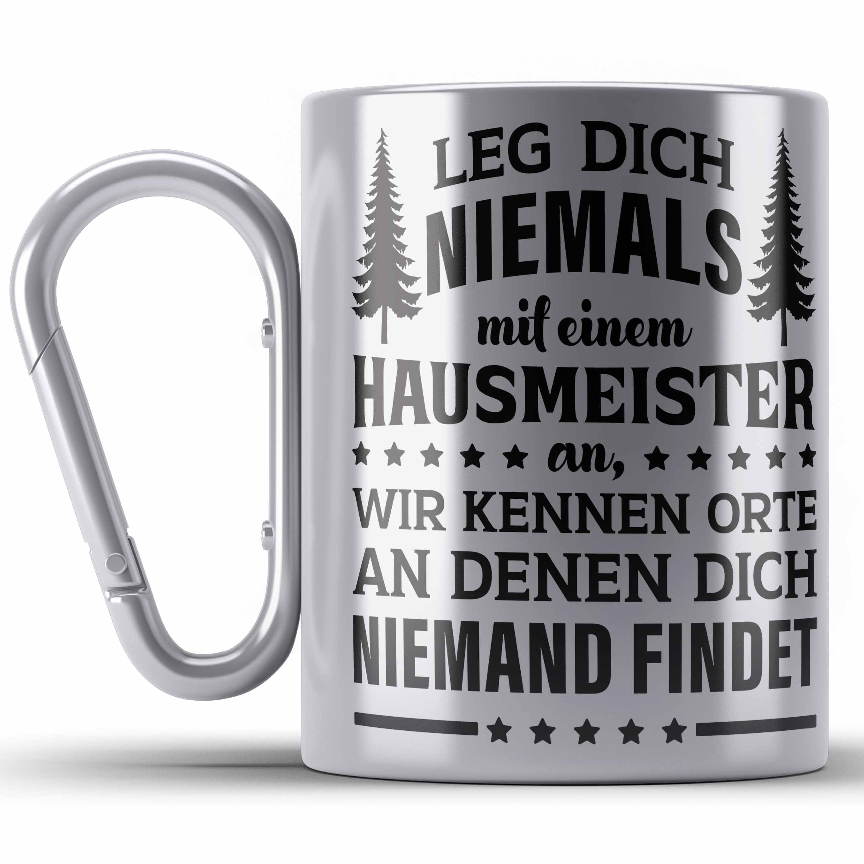 Trendation Thermotasse Hausmeister Edelstahl Tasse Lustige Sprüche