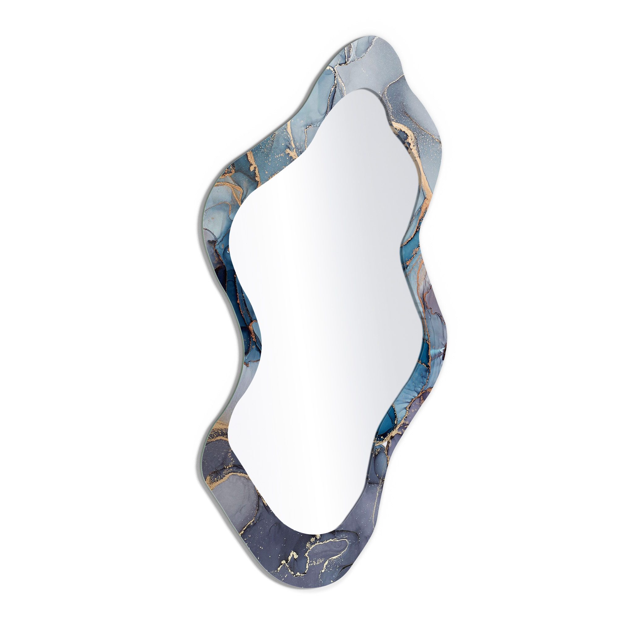 DEQORI Wandspiegel 'Stilvoller Tinteneffekt', Зеркало organisch geformt selbstklebend Wand Wohnzimmer Flur groß XXL