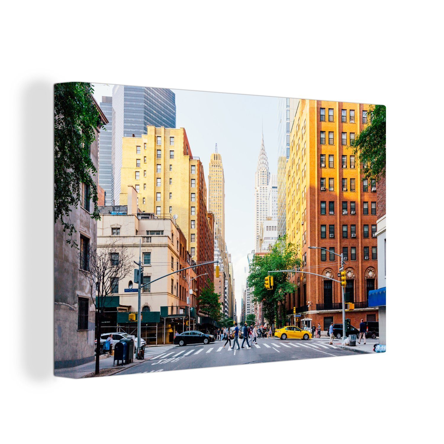 New 30x20 York, OneMillionCanvasses® in Aufhängefertig, Wandbild St), Leinwandbilder, (1 Wanddeko, Leinwandbild Kreuzung cm