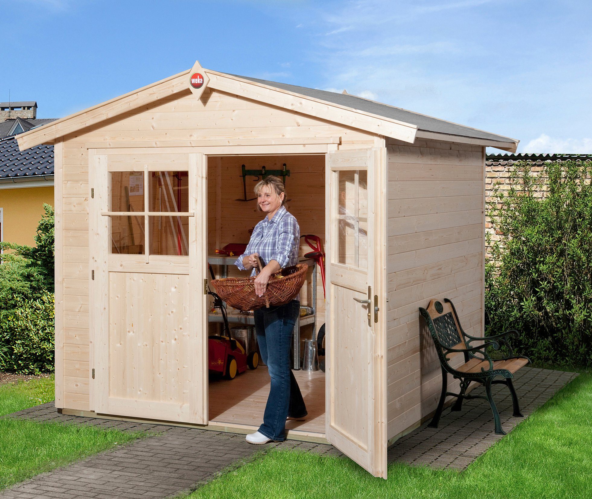 weka Gartenhaus 224 Gr.2, BxT: 280x229 cm, Doppelflügeltür mit  Lichtausschnitten