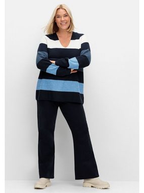 Sheego V-Ausschnitt-Pullover Große Größen im Patentstrick, mit Blockstreifen
