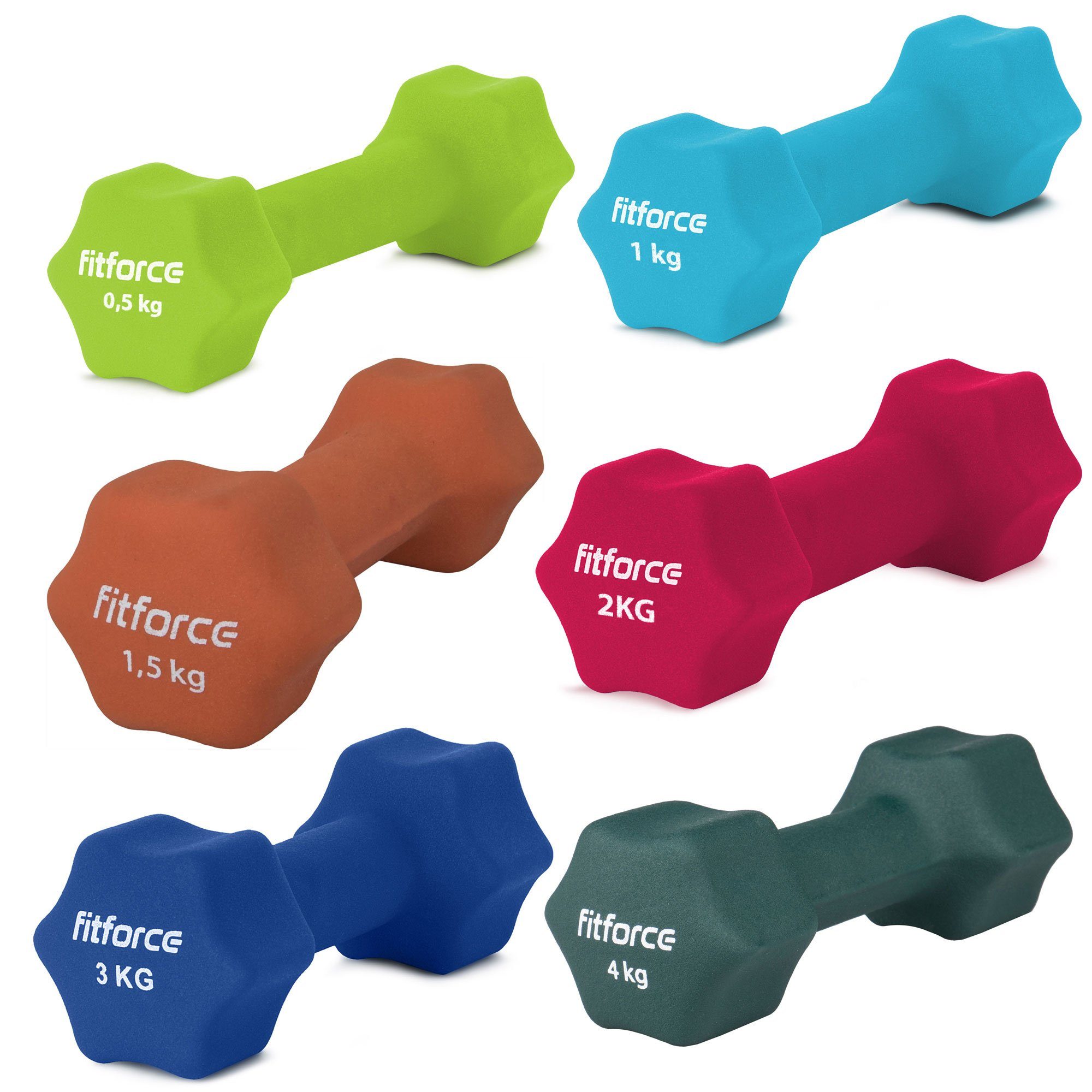 Gymnastikhantel Fitforce 1 Paar Neopren Fitness Hanteln Gymnastikhanteln bis 5kg